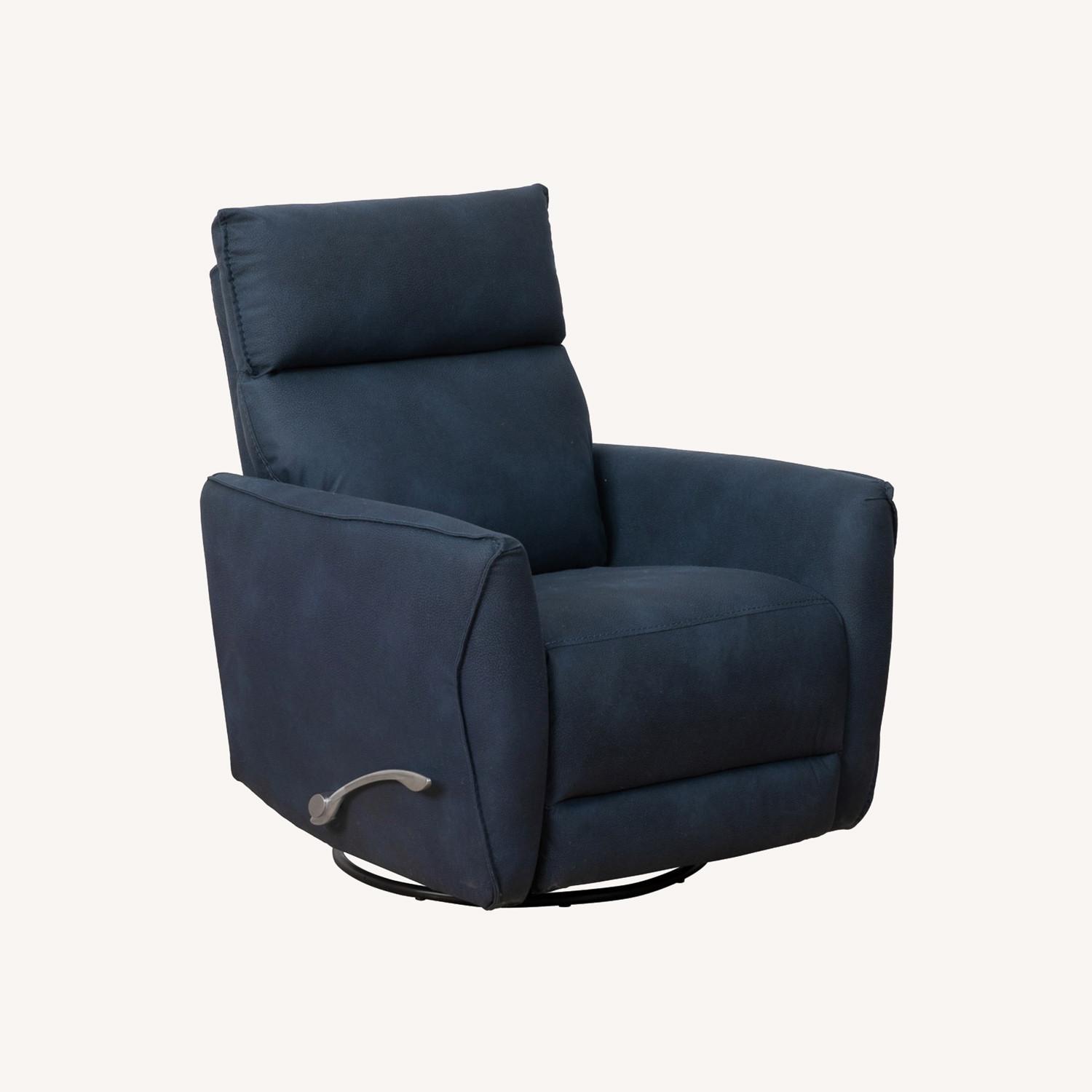 Bandera Swivel Glider Recliner Chair Blue Suede - image-0