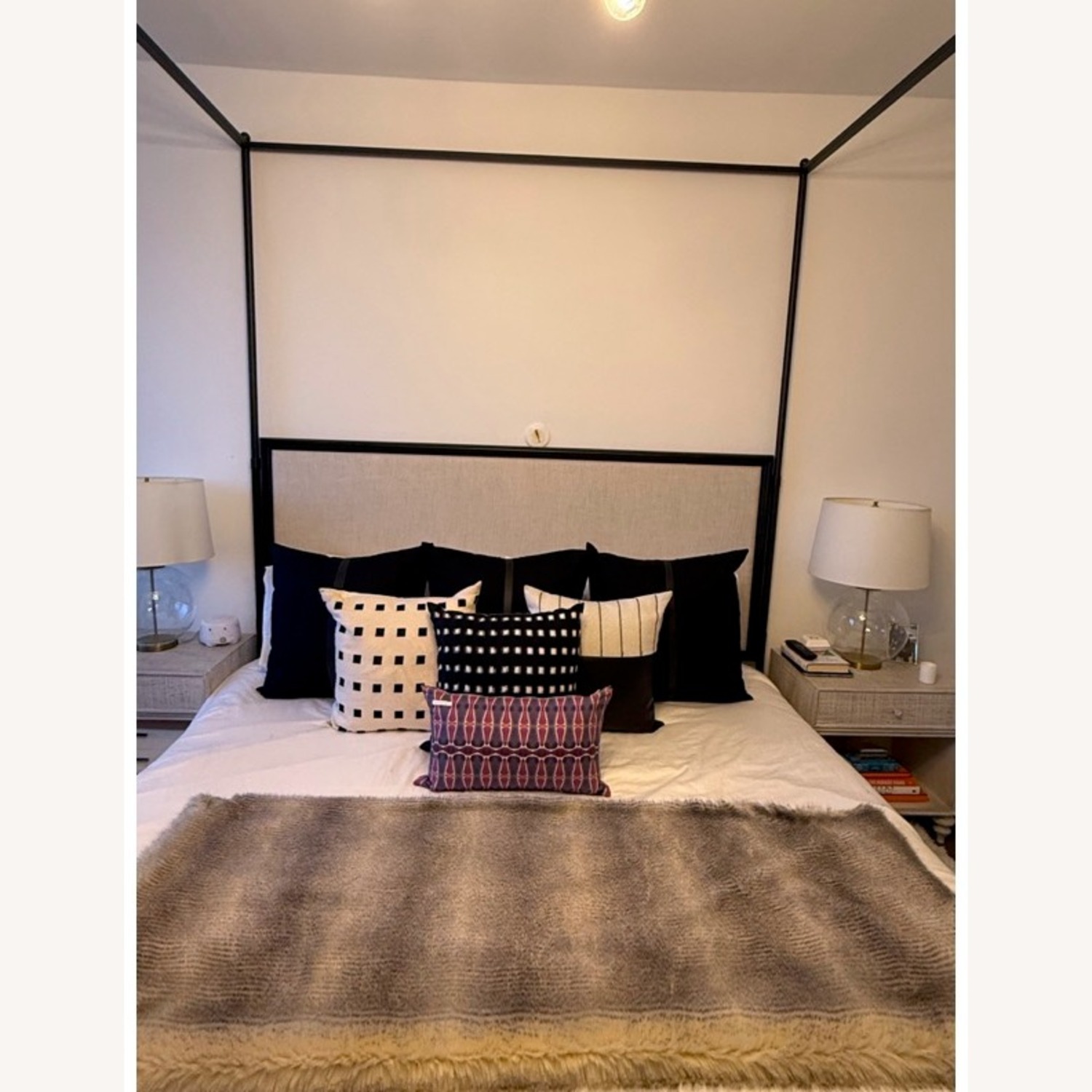 Restoration Hardware 19th C. French Iron Fabric Panel Canopy Bed - image-3