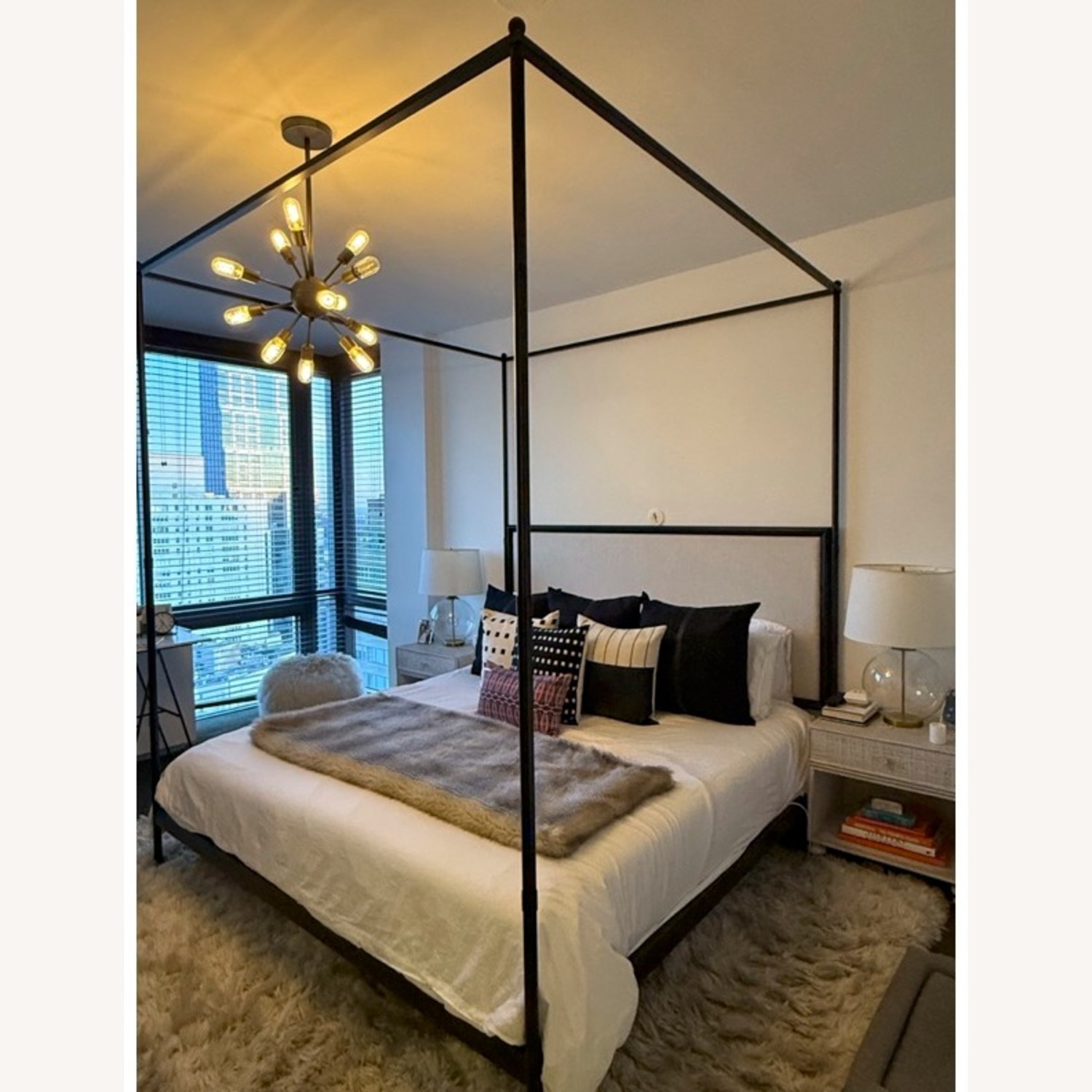 Restoration Hardware 19th C. French Iron Fabric Panel Canopy Bed - image-1