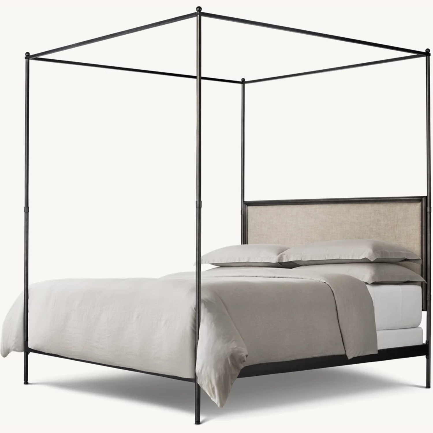 Restoration Hardware 19th C. French Iron Fabric Panel Canopy Bed - image-5