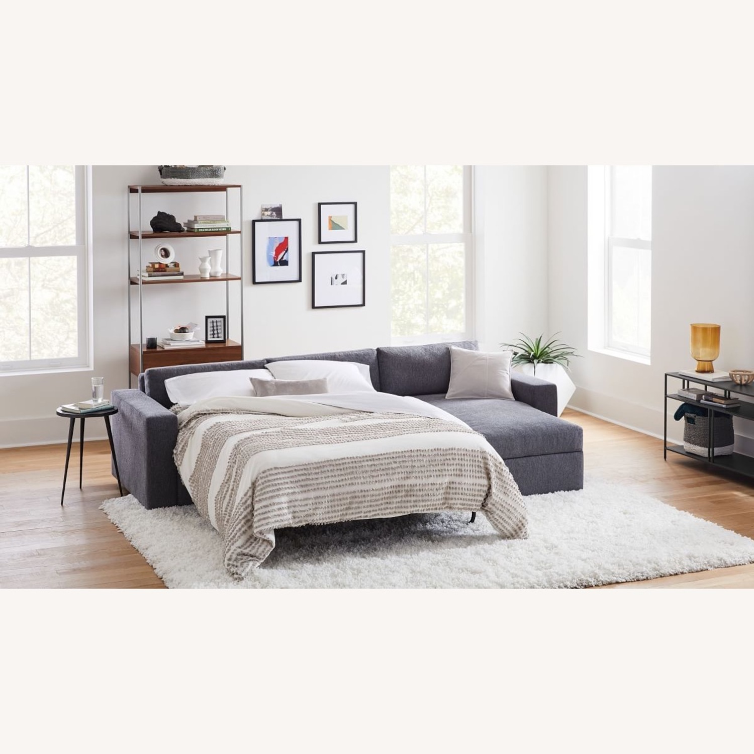 West Elm Urban Sectional Sleeper W Storage Chaise - image-4