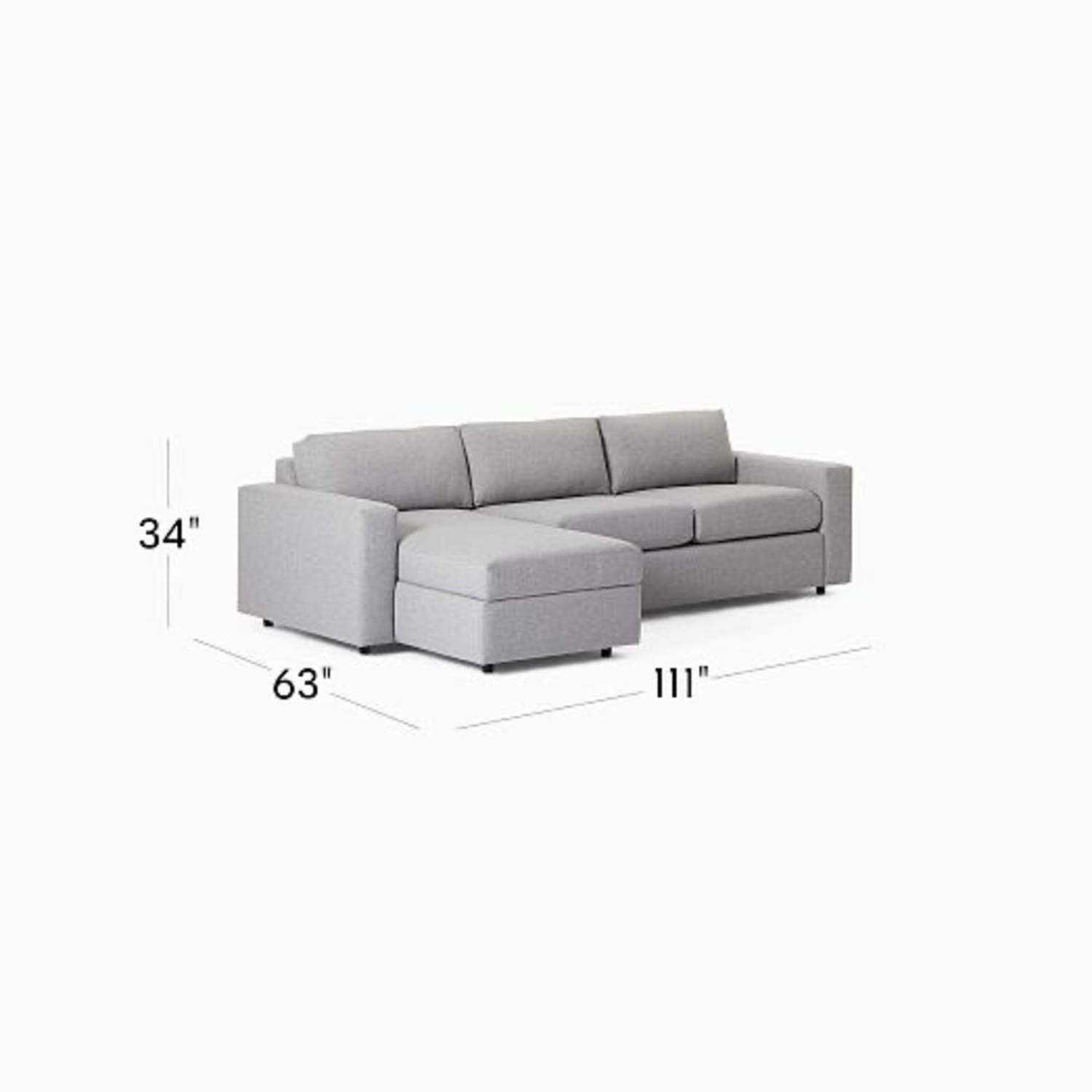 West Elm Urban Sectional Sleeper W Storage Chaise - image-6