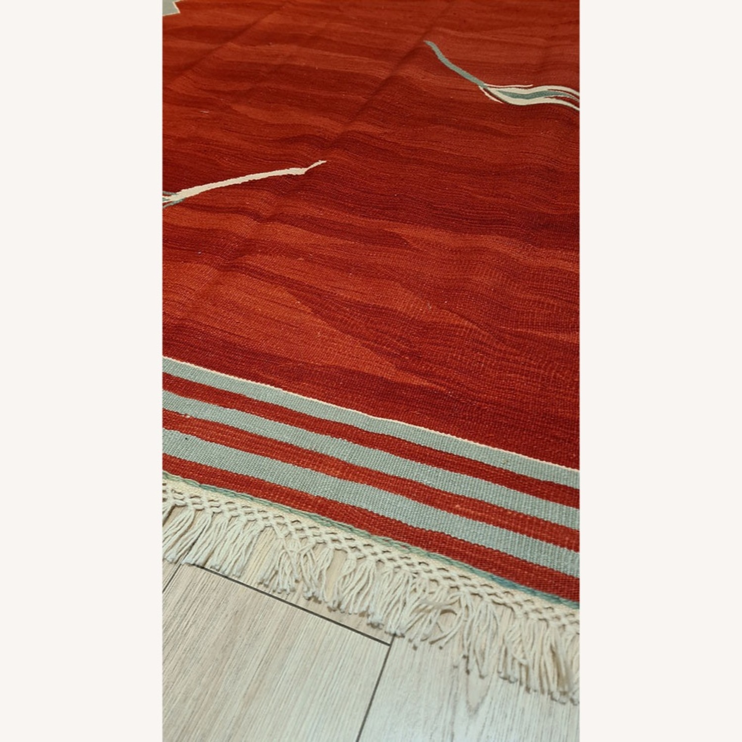 Contemporary Oushak Flat-Weave Rug With Tulips - image-6