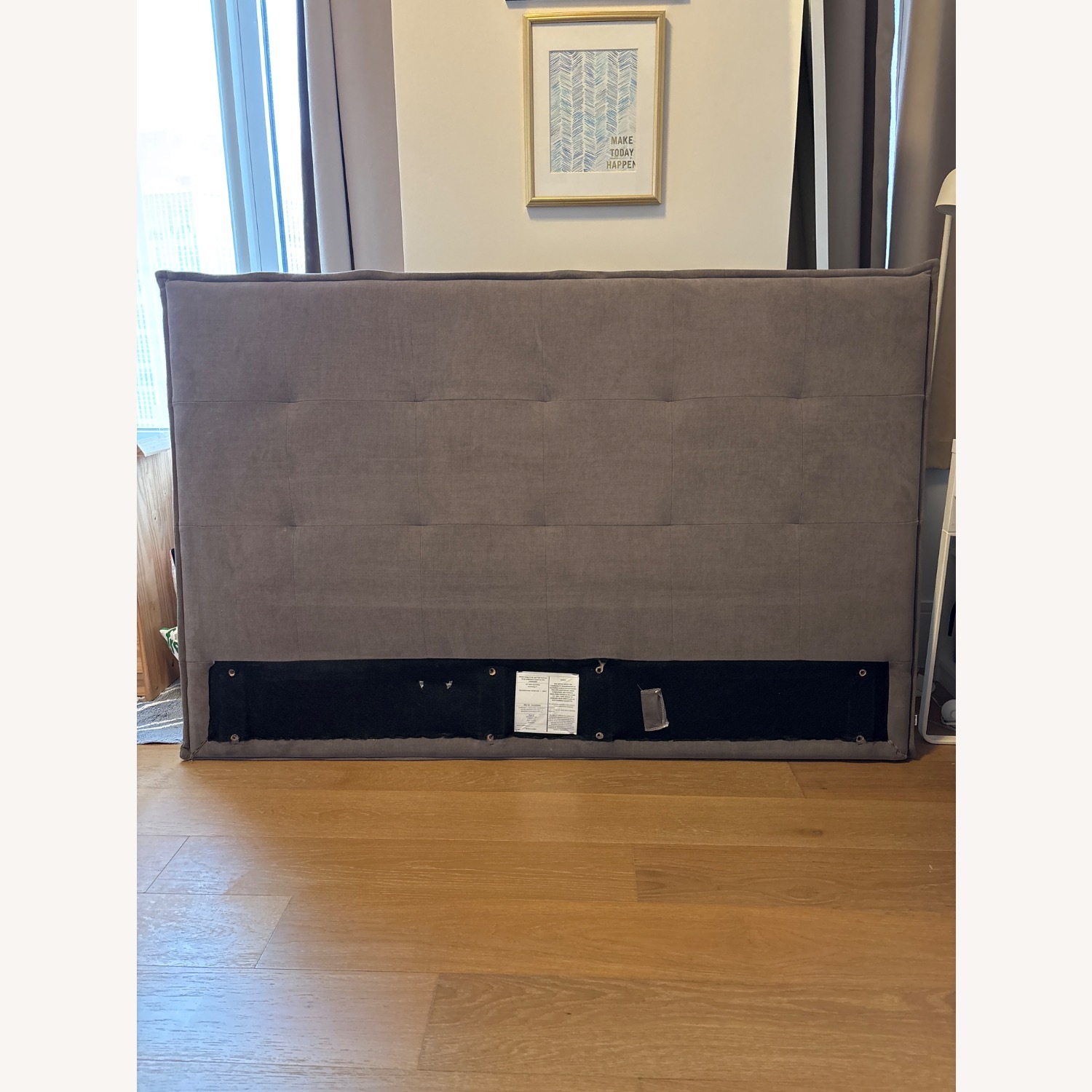 Modern Upholstered Light Grey Queen Headboard - image-1