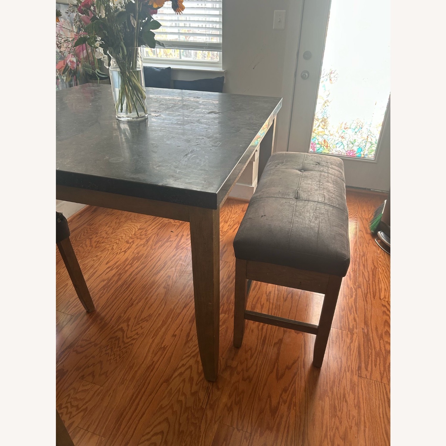Marble Dining Table and Chairs Plus Bench - image-2