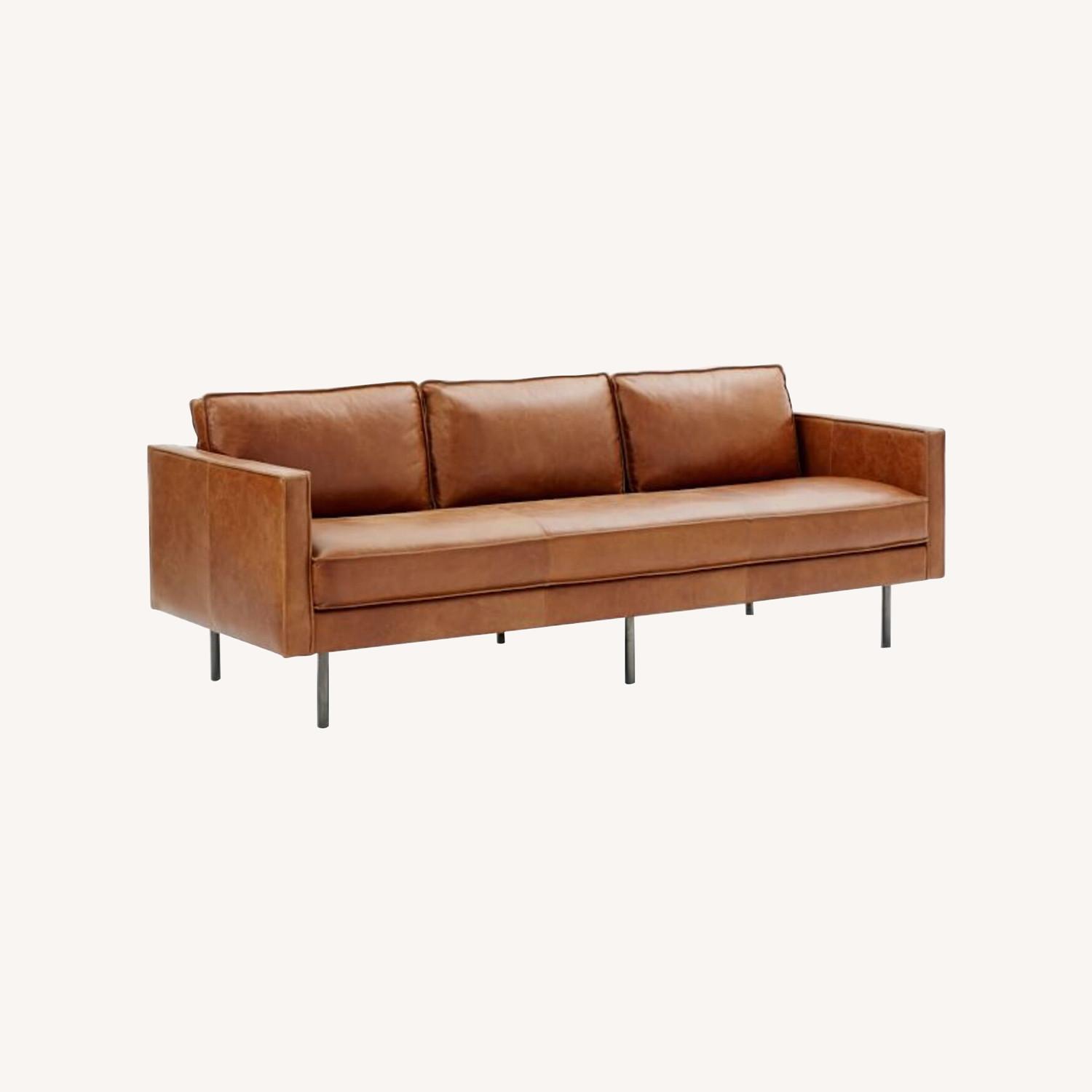West Elm Leather Couch - image-0