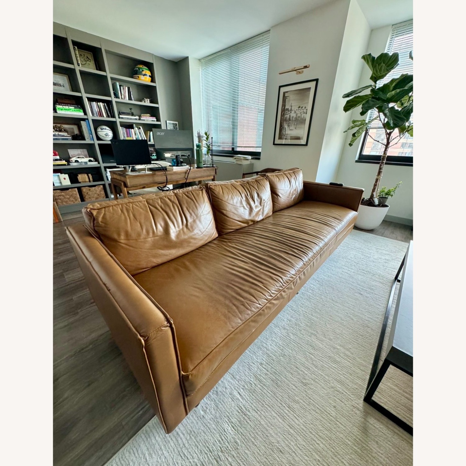 West Elm Leather Couch - image-3