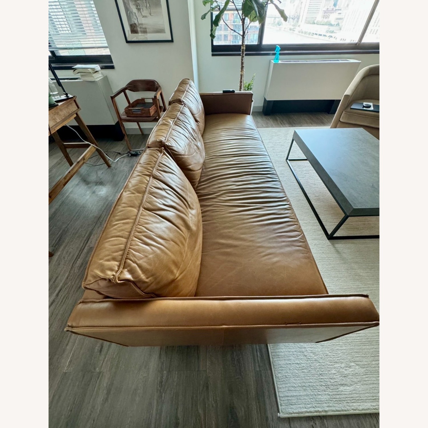 West Elm Leather Couch - image-4