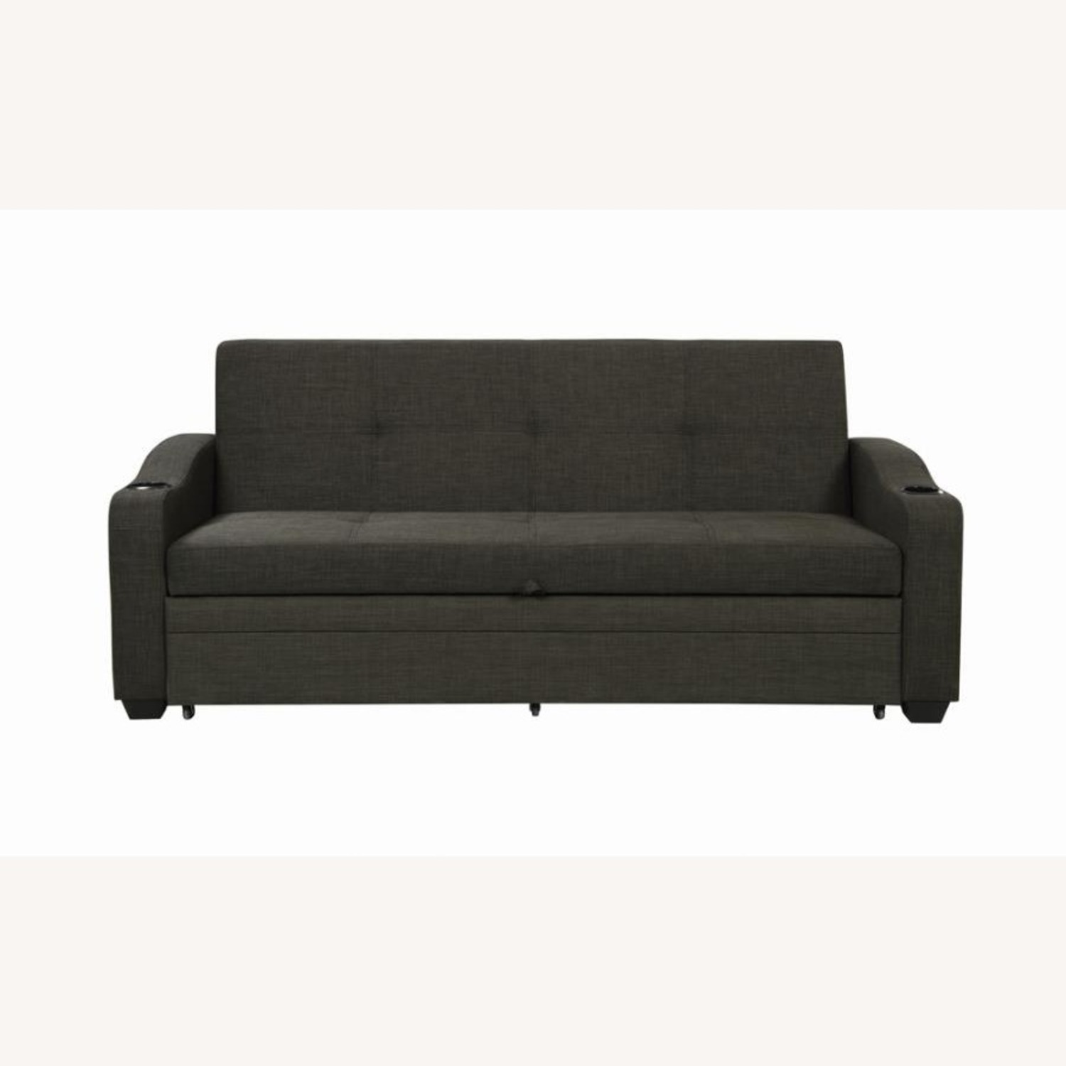 Sofa Bed In Charcoal Grey Fabric W Sleeper - image-2