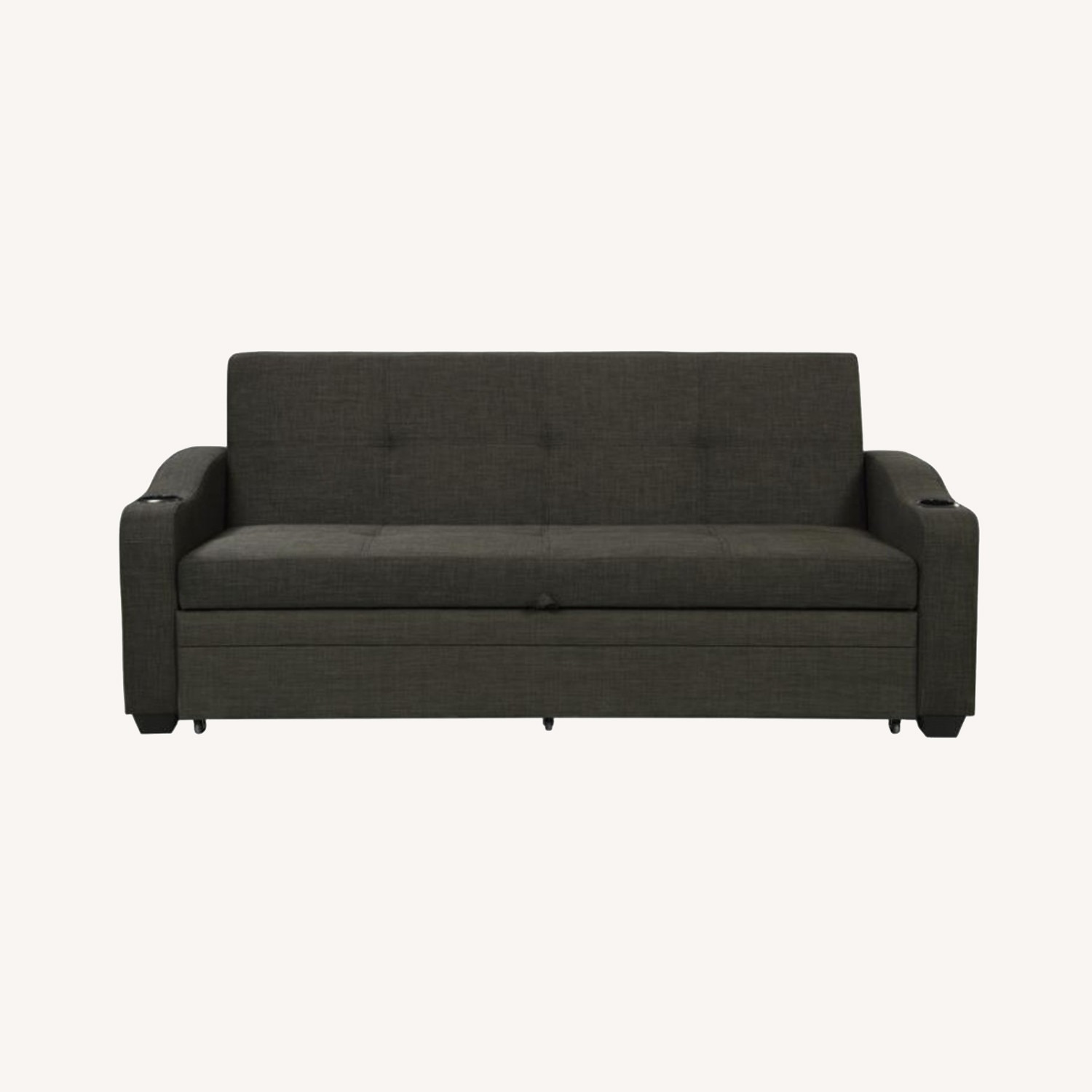 Sofa Bed In Charcoal Grey Fabric W Sleeper - image-10