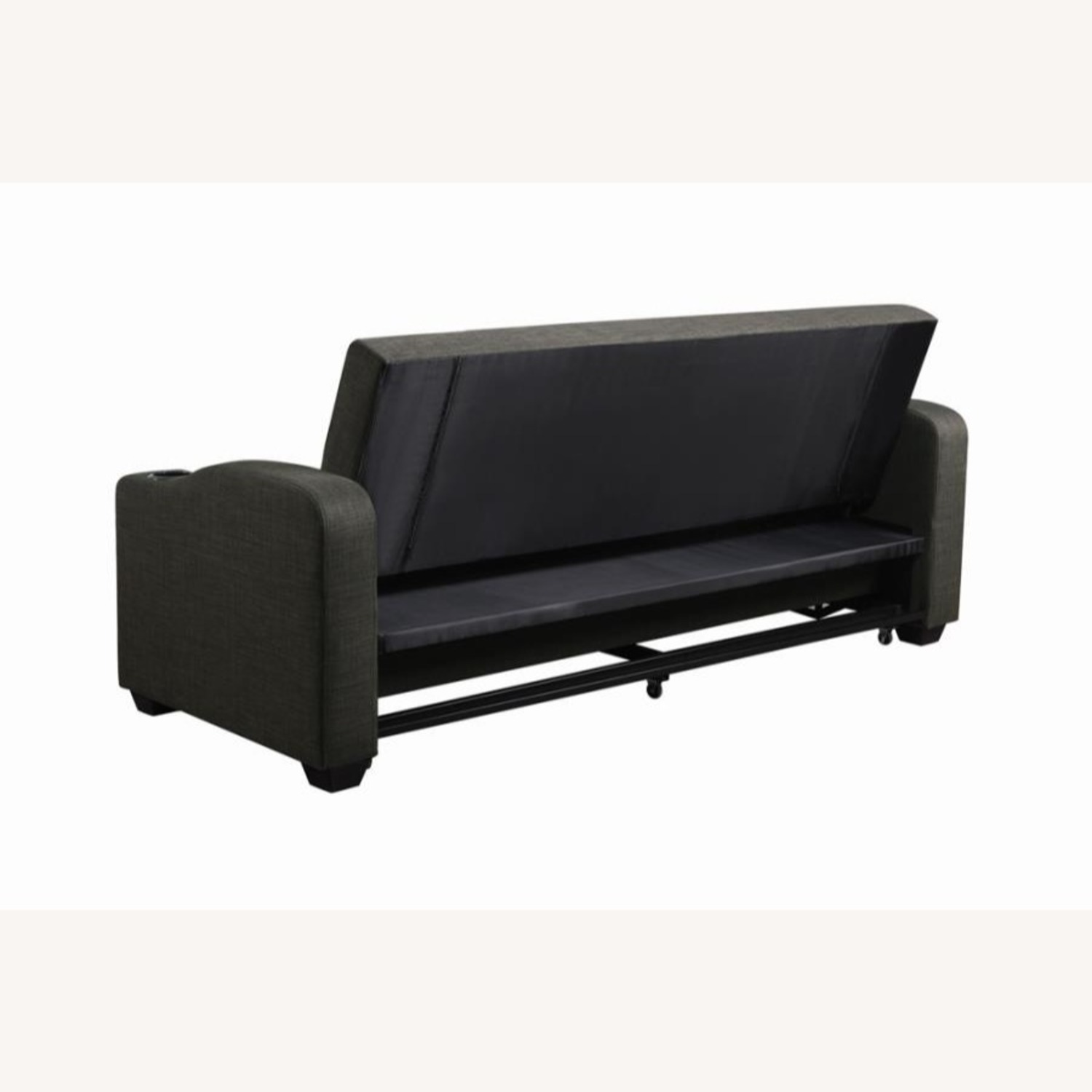Sofa Bed In Charcoal Grey Fabric W Sleeper - image-7