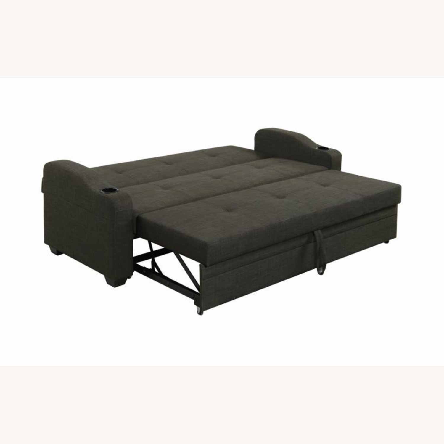 Sofa Bed In Charcoal Grey Fabric W Sleeper - image-3