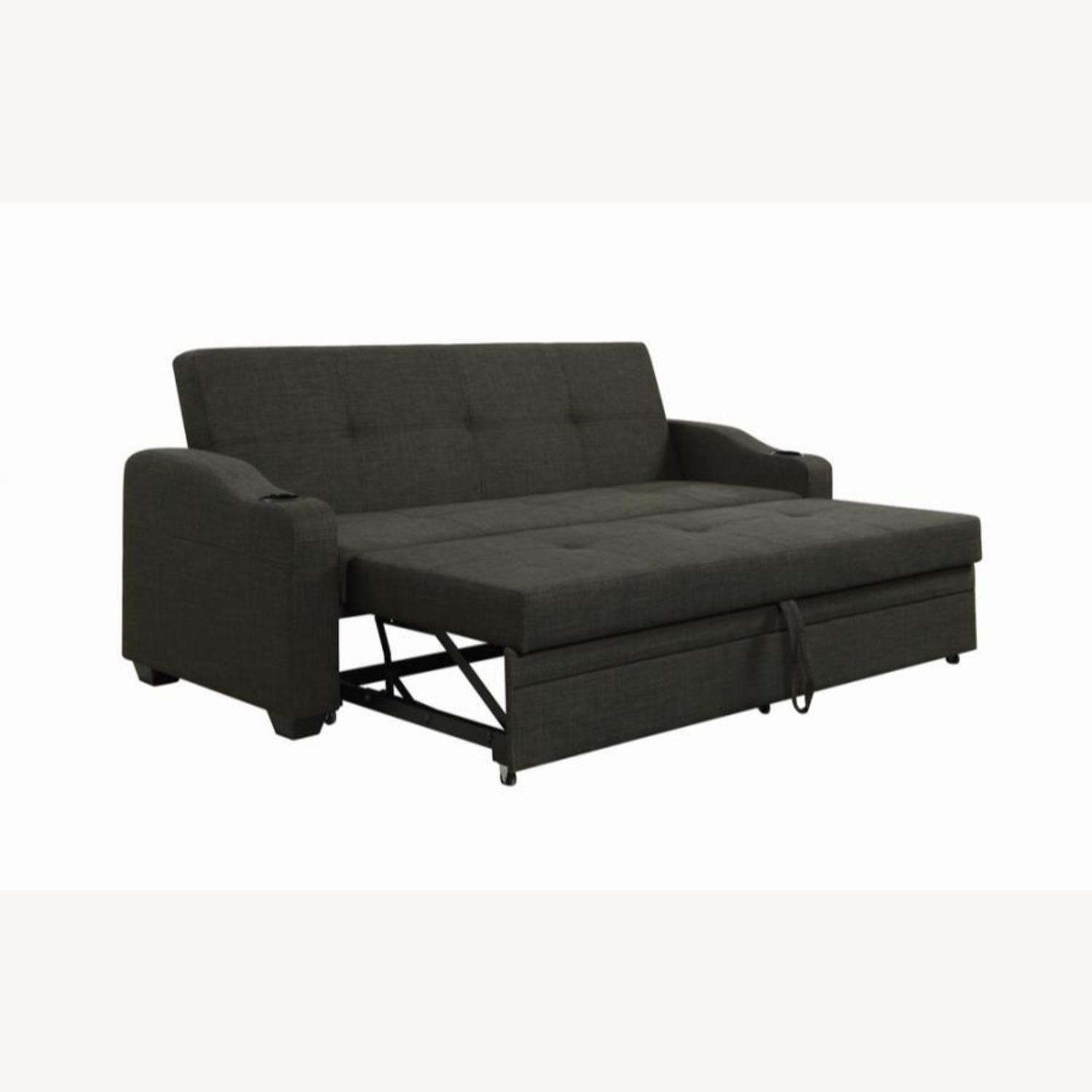 Sofa Bed In Charcoal Grey Fabric W Sleeper - image-6