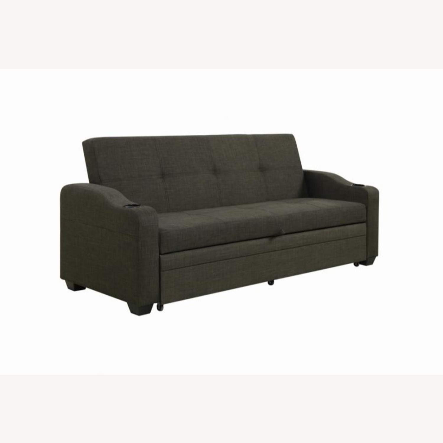 Sofa Bed In Charcoal Grey Fabric W Sleeper - image-1
