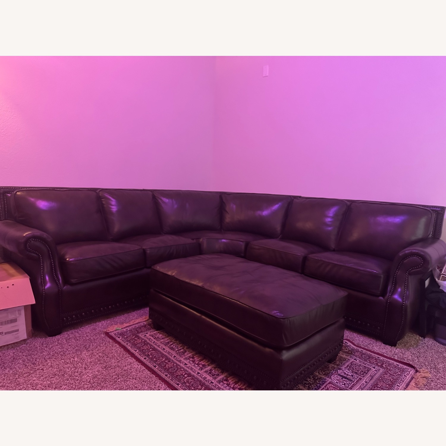 Coleman Brown Leather Sectional - image-1