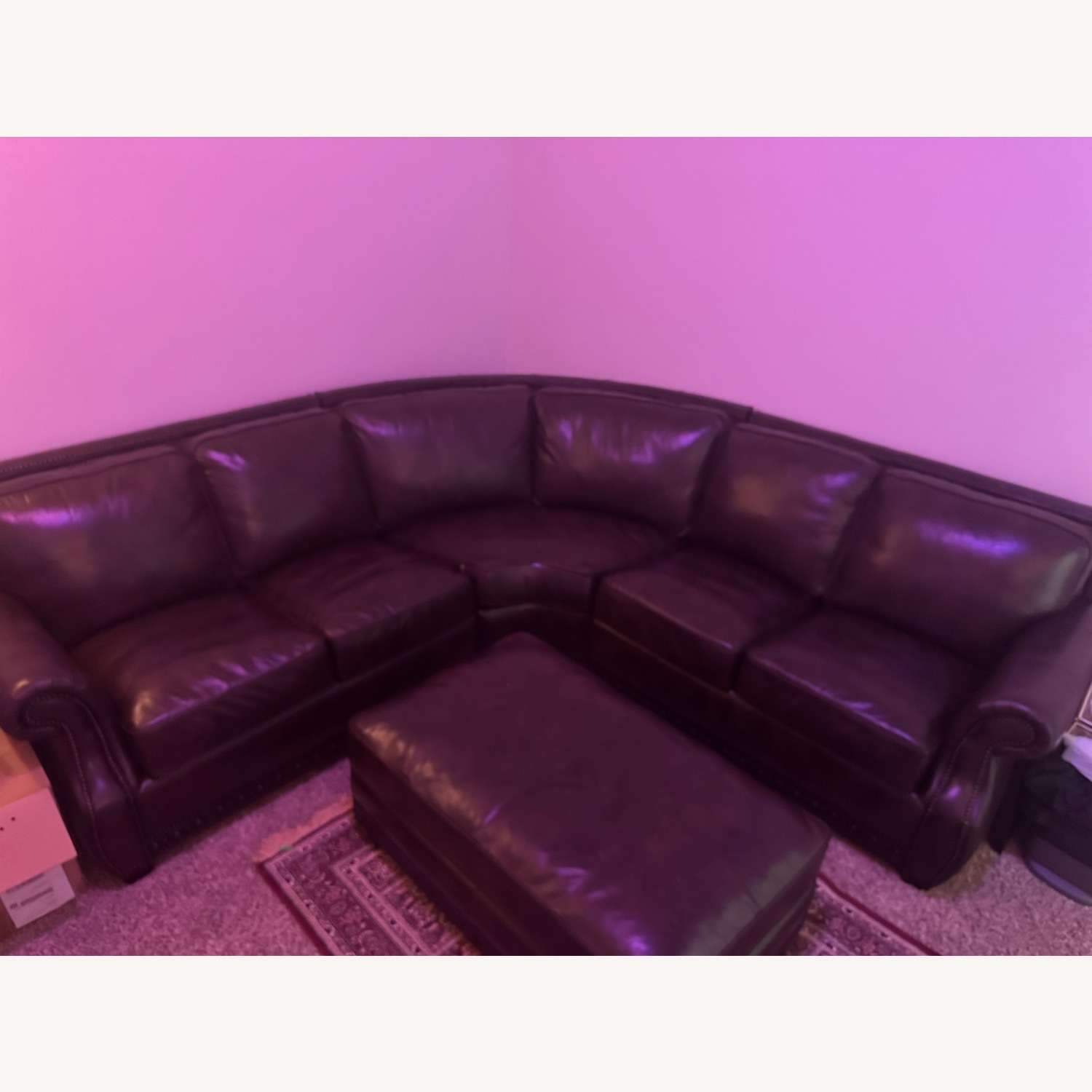 Coleman Brown Leather Sectional - image-0