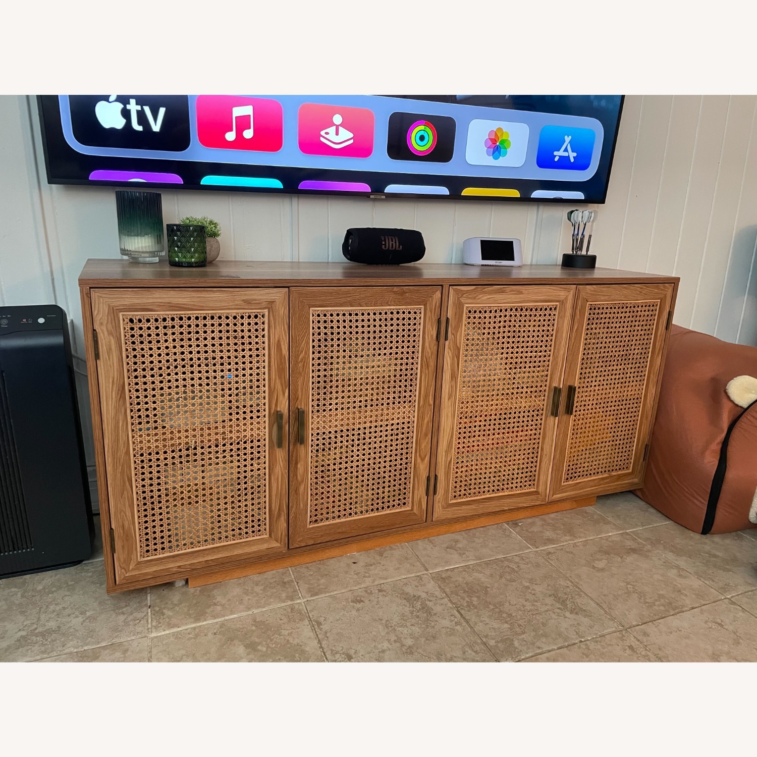 Natural Wood Entertainment Center - image-1
