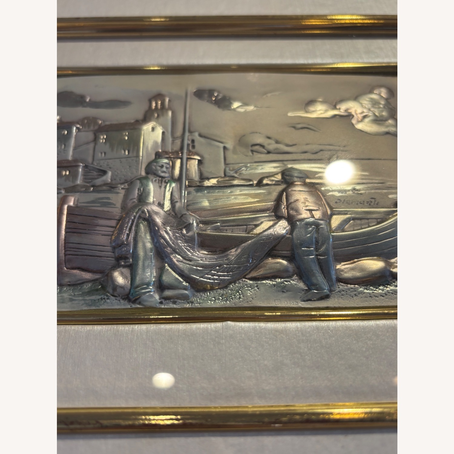  Sterling Silver Bar-Relief Signed Italian Art - image-4