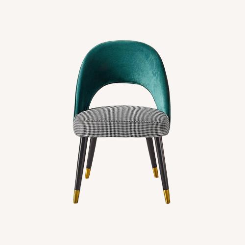 Used Set of 4 Green Velvet & Houndstooth Dining Chairs for sale on AptDeco