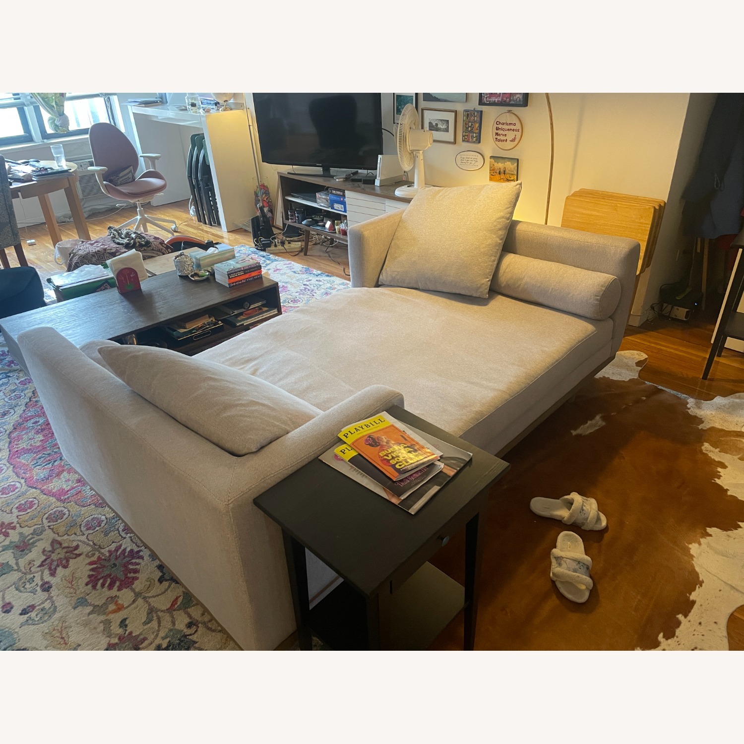 Four Hands Gray Brady Tete-a-Tete Chaise Sofa - image-2