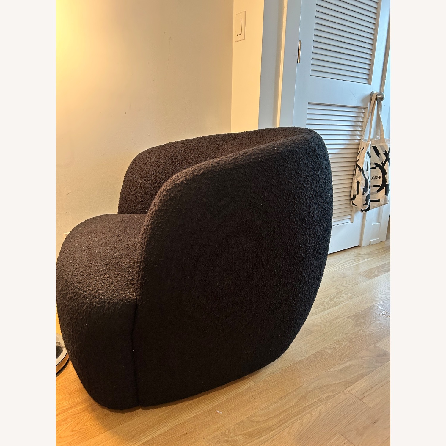 CB2 Gwyneth Black Boucle Swivel Chair By Goop - image-1
