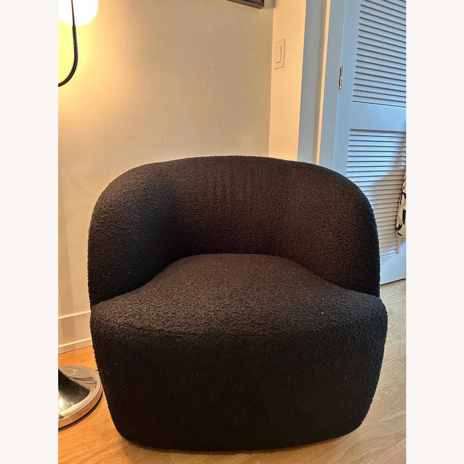 CB2 Gwyneth Black Boucle Swivel Chair By Goop - image-2