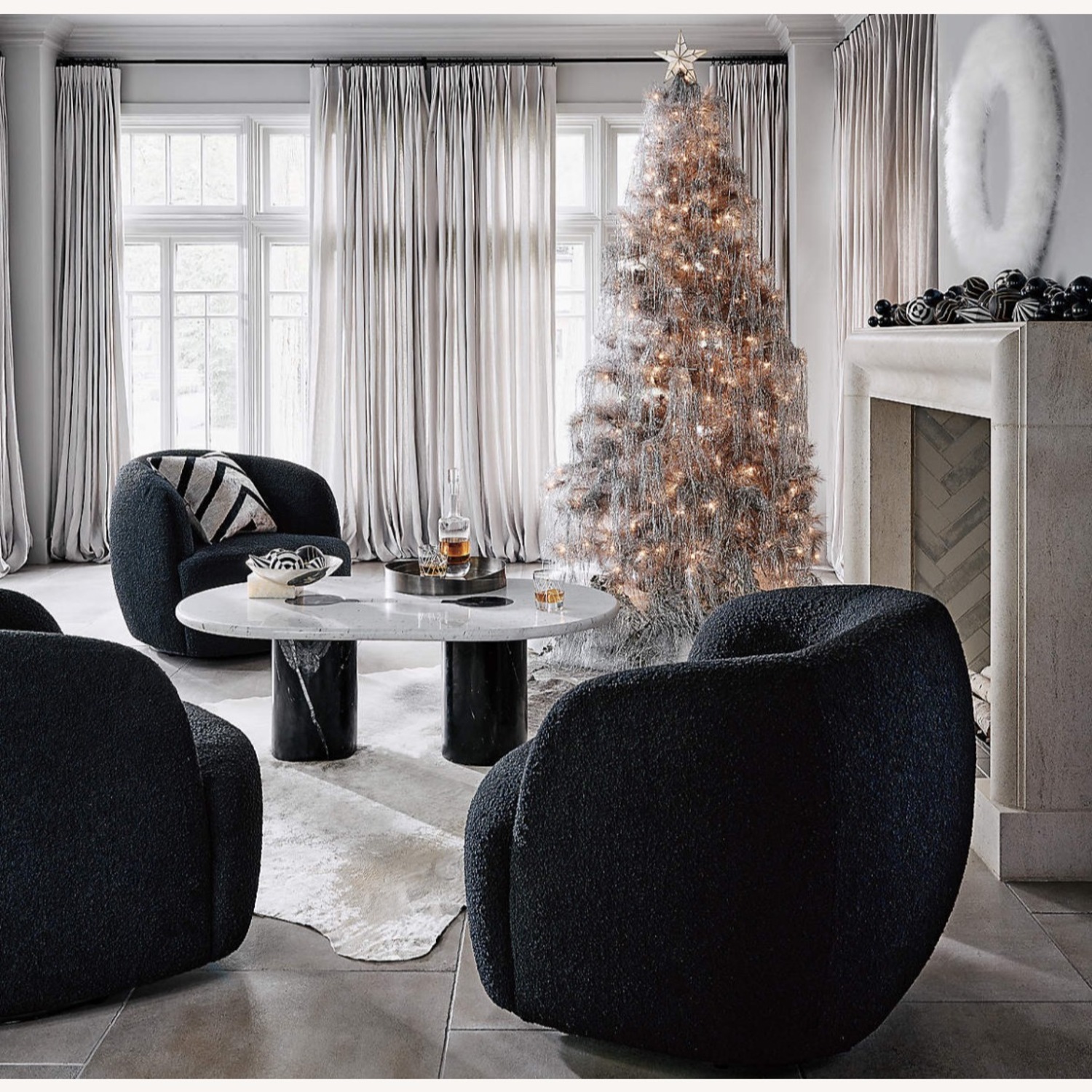 CB2 Gwyneth Black Boucle Swivel Chair By Goop - image-4