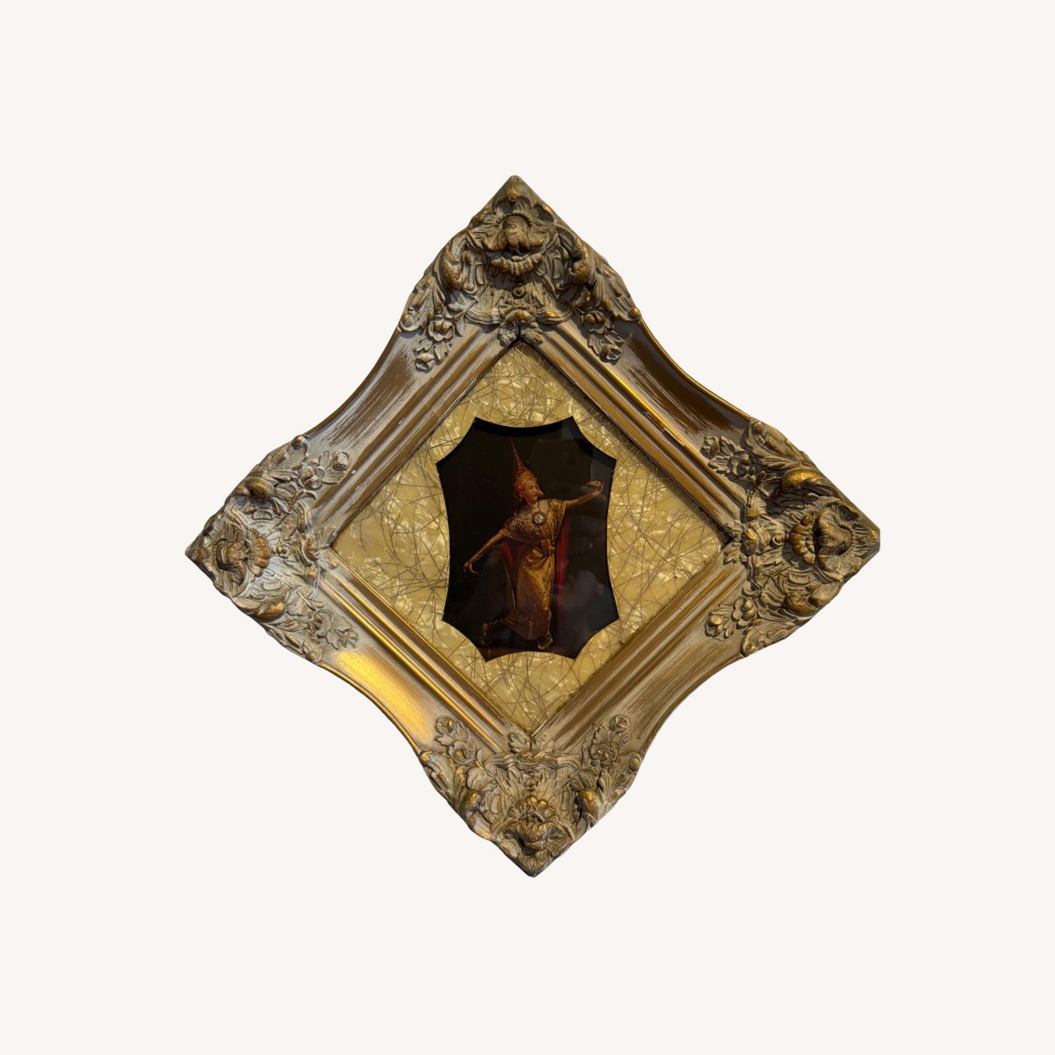 Vintage MCM Art Plaque of Thai Siamese Dancer - image-0