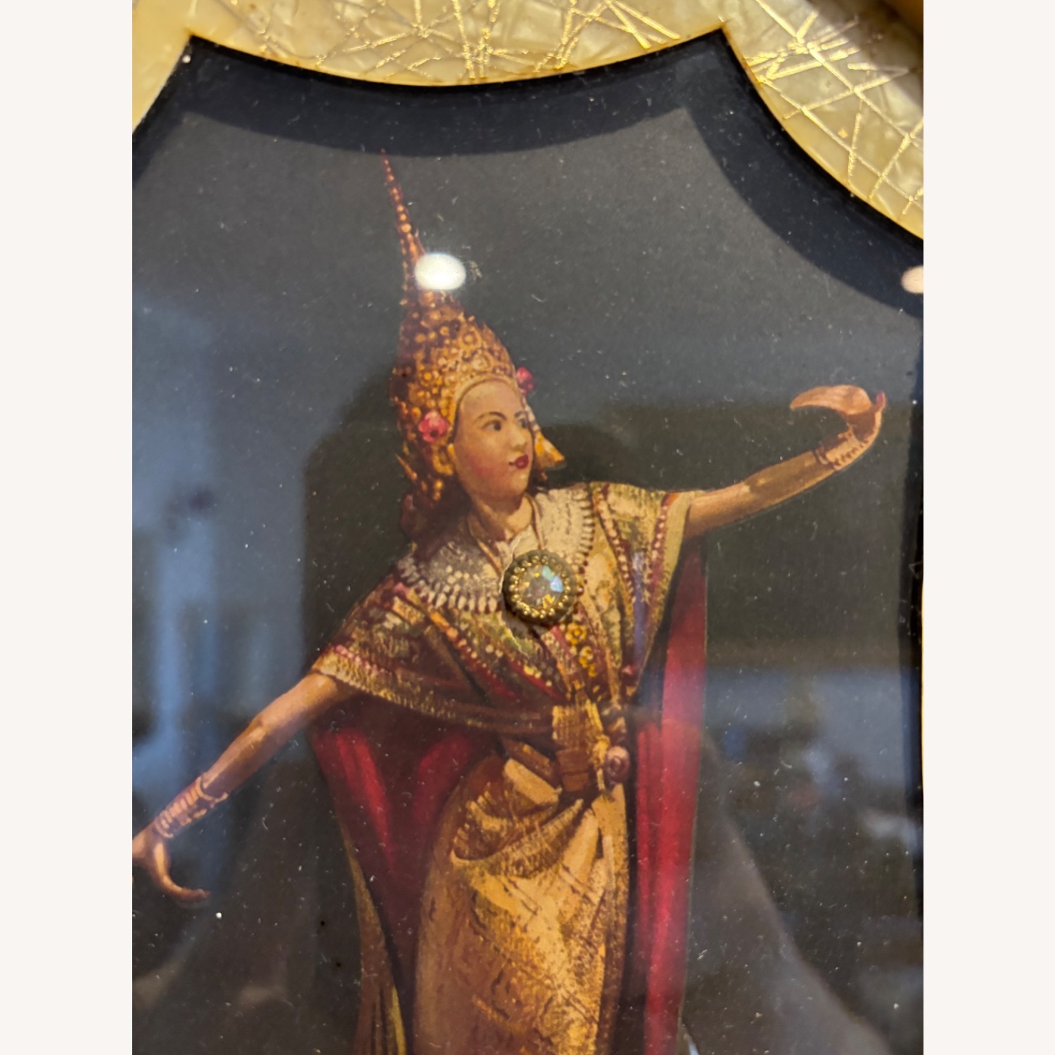 Vintage MCM Art Plaque of Thai Siamese Dancer - image-4