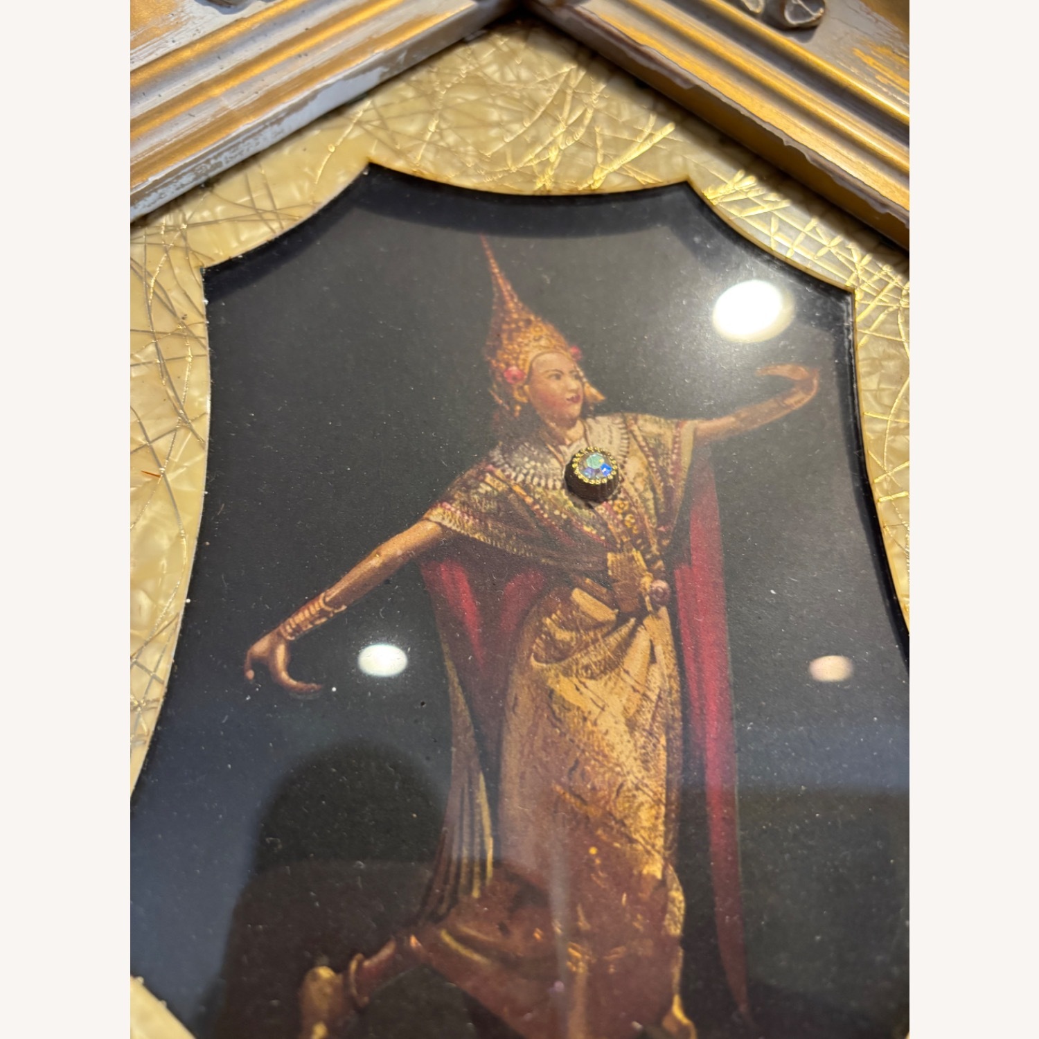 Vintage MCM Art Plaque of Thai Siamese Dancer - image-5