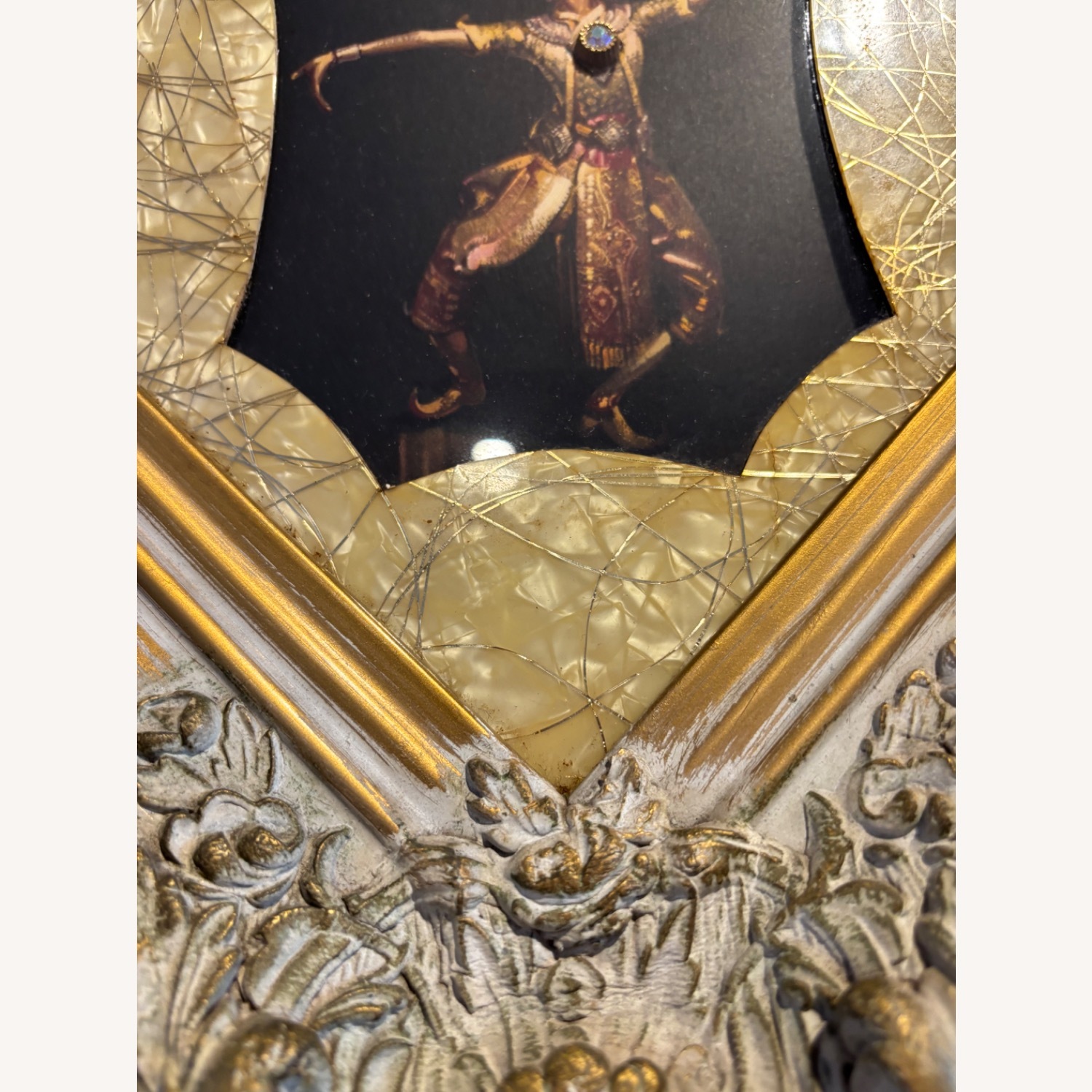 Vintage MCM Art Plaque of Thai Siamese Dancer - image-11