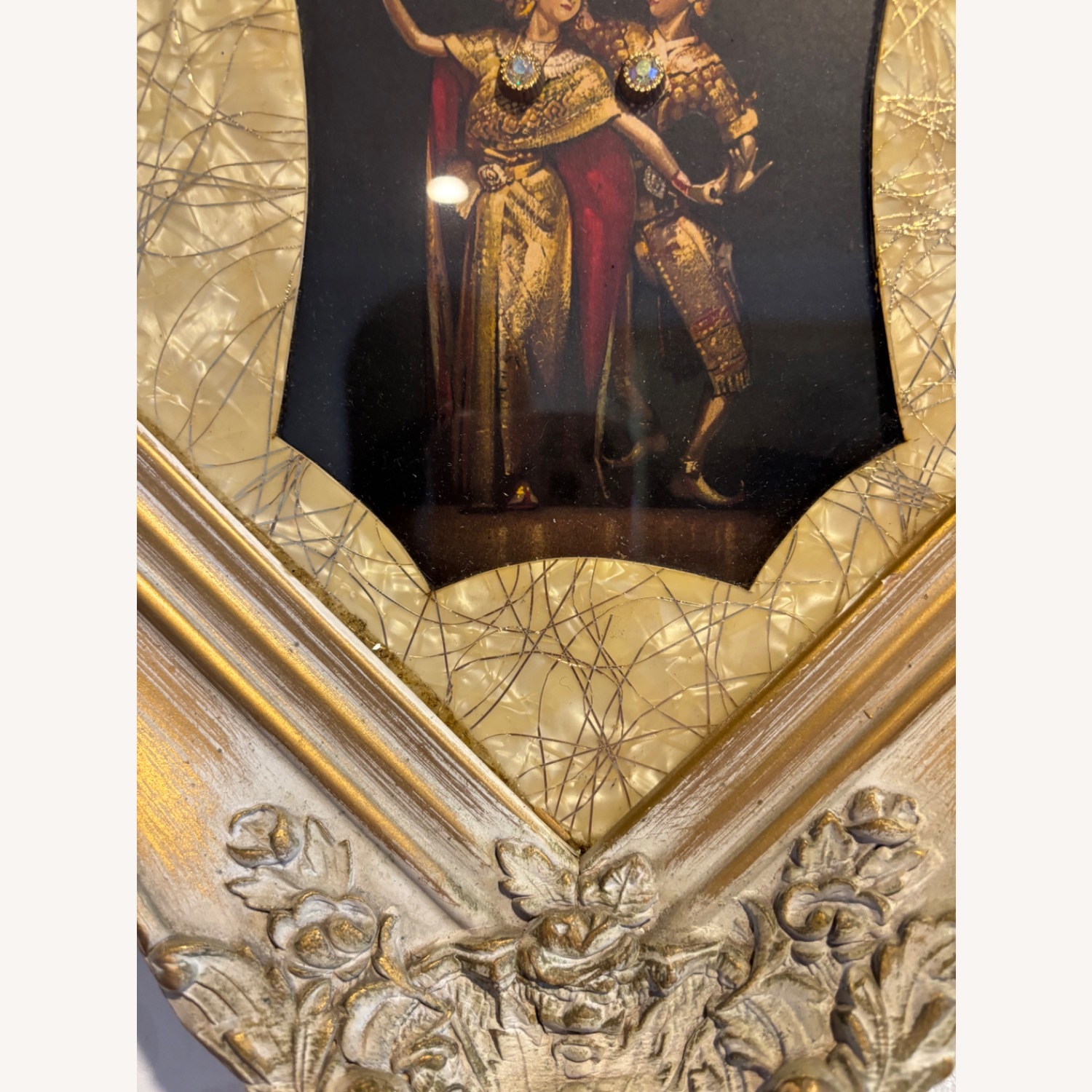 Vintage MCM Art Plaque of Thai Siamese Dancers - image-5