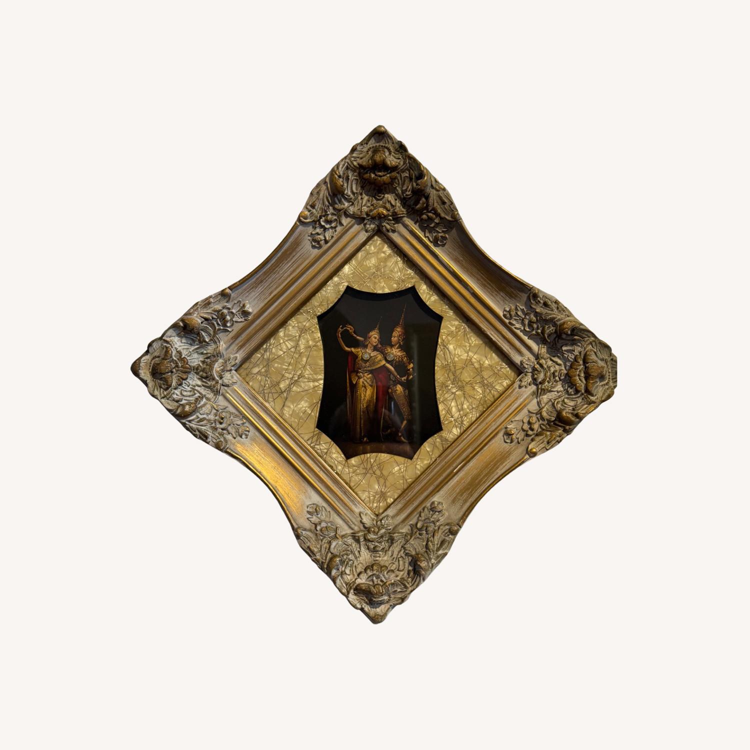 Vintage MCM Art Plaque of Thai Siamese Dancers - image-0