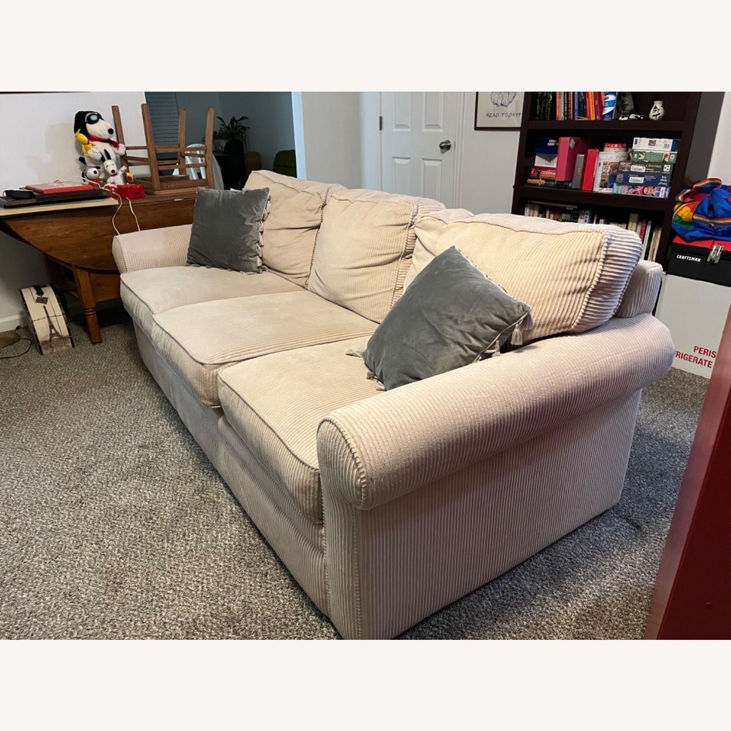 La-Z-Boy Collins White Corduroy Couch - image-2