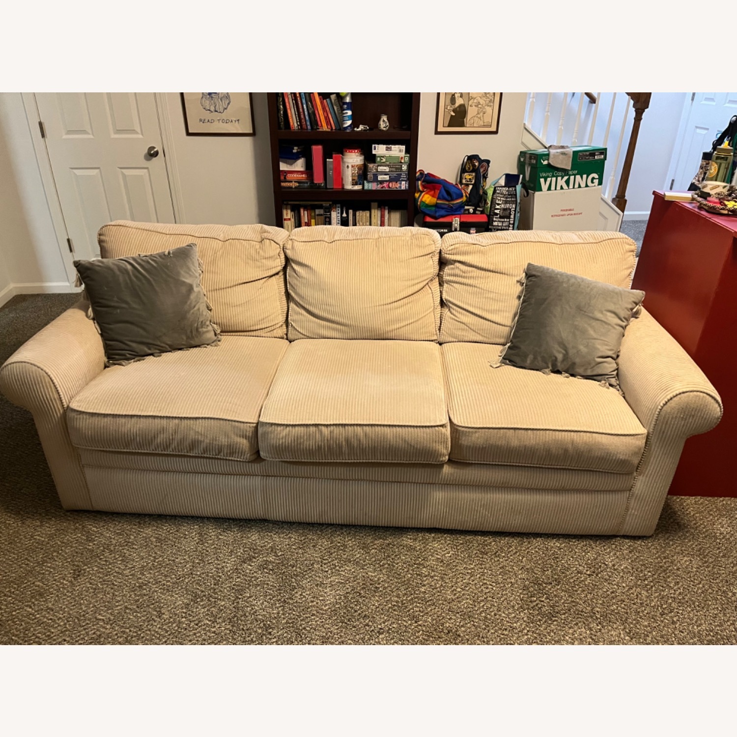 La-Z-Boy Collins White Corduroy Couch - image-1