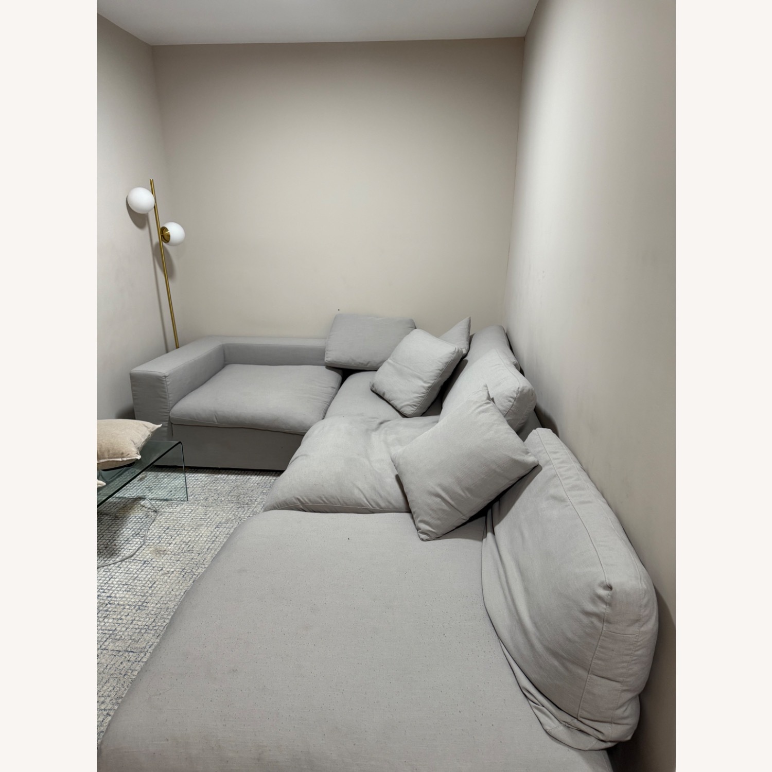 Modway Cloud Couch Grey Sofa - image-1