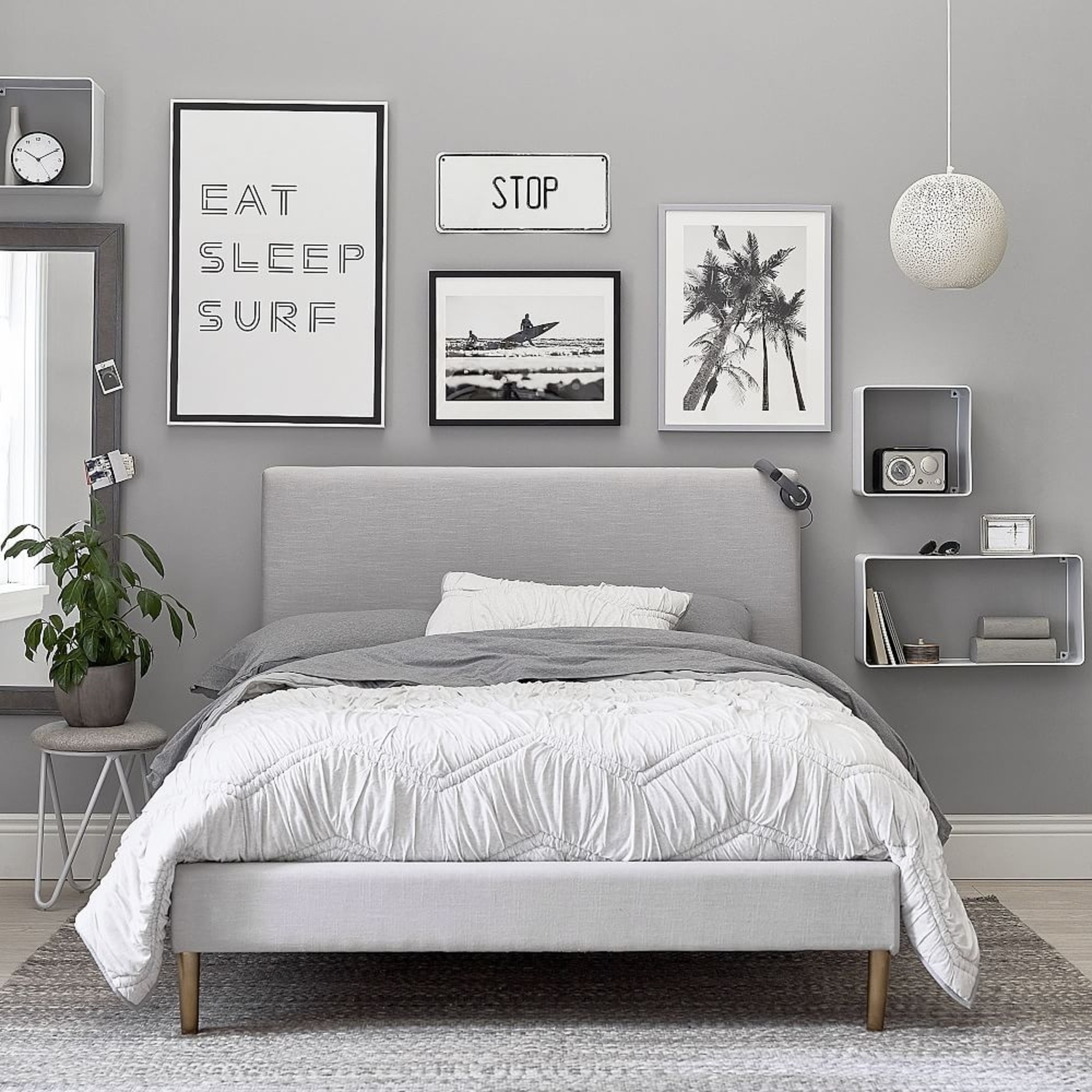 Pottery Barn Teen Ellery Grey Bed - image-0