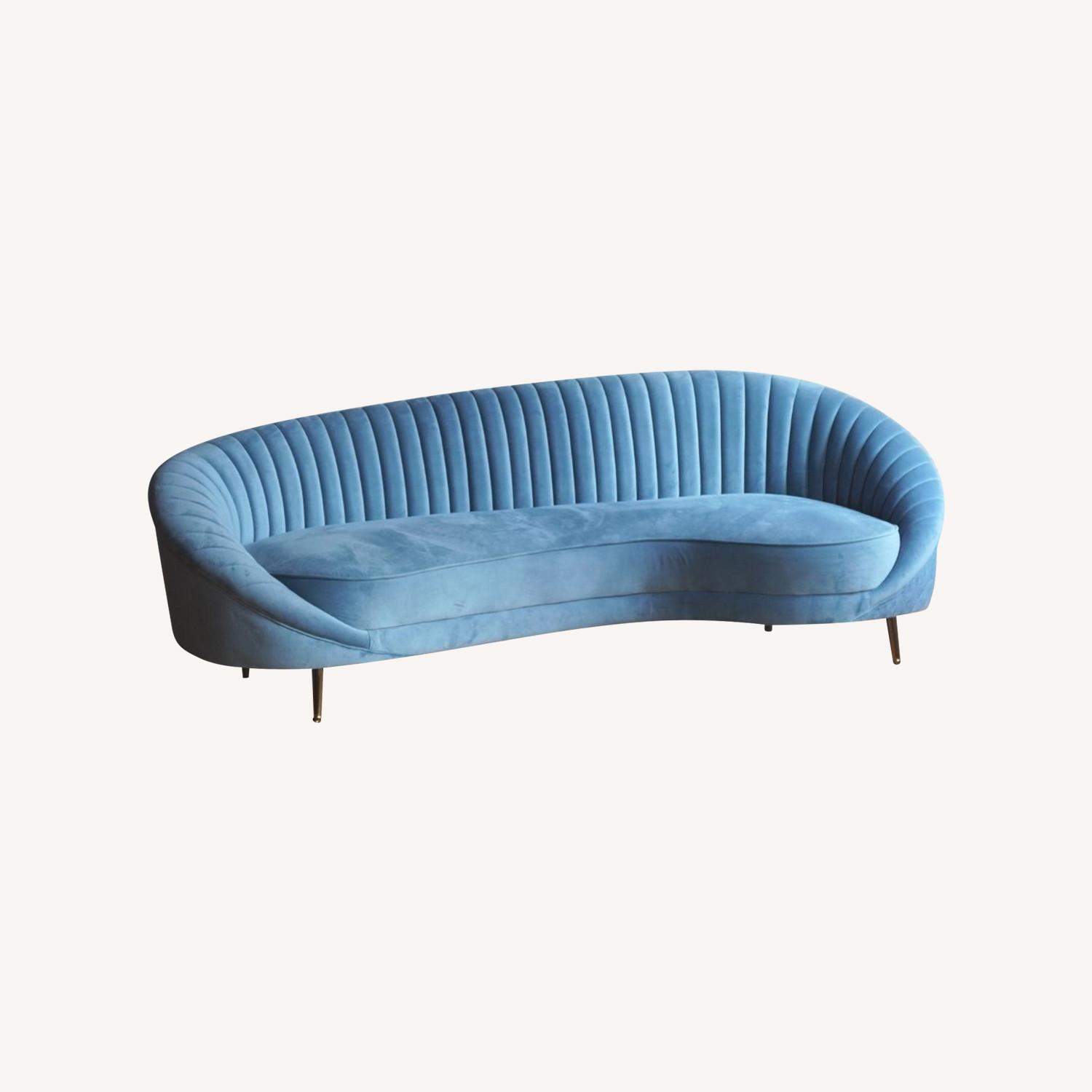 Brooklyn Space Monroe Curved Art Deco Modern Sofa in Light Blue Velvet - image-6