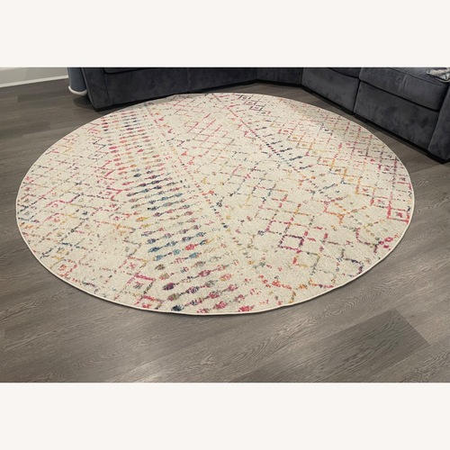 Used 8’ Round Moroccan Trellis Rug  for sale on AptDeco