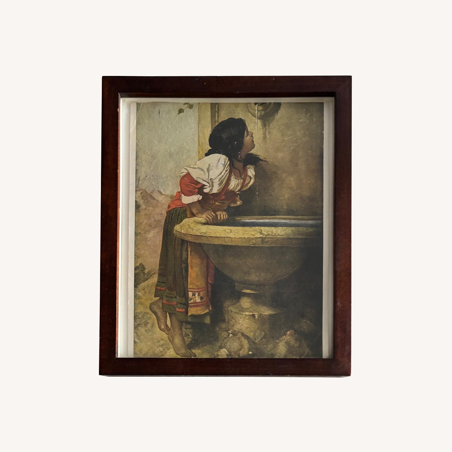 Vintage 1908 Print of Roman Girl at a Fountain - image-0
