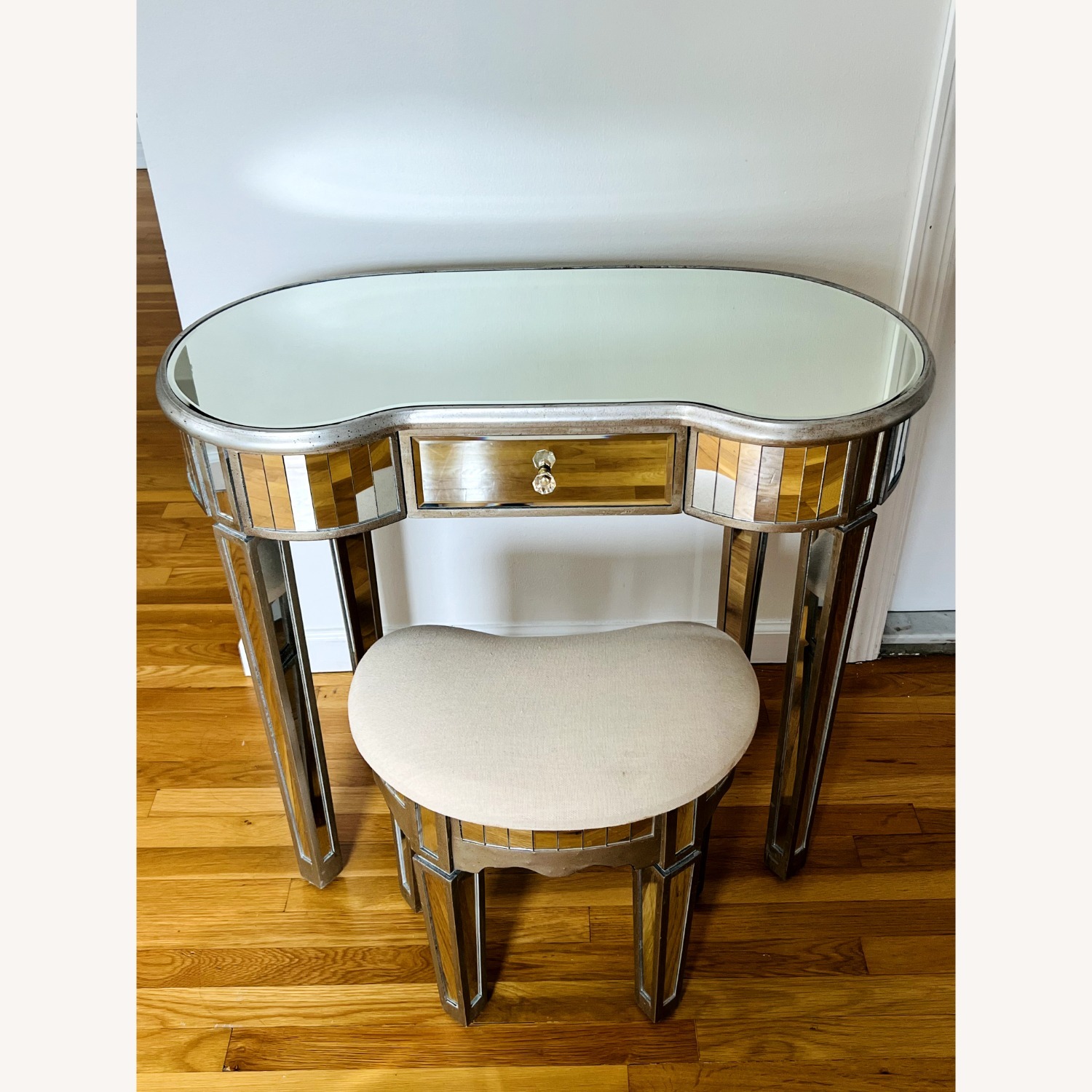 Mirrored Mini Desk & Stool - image-2