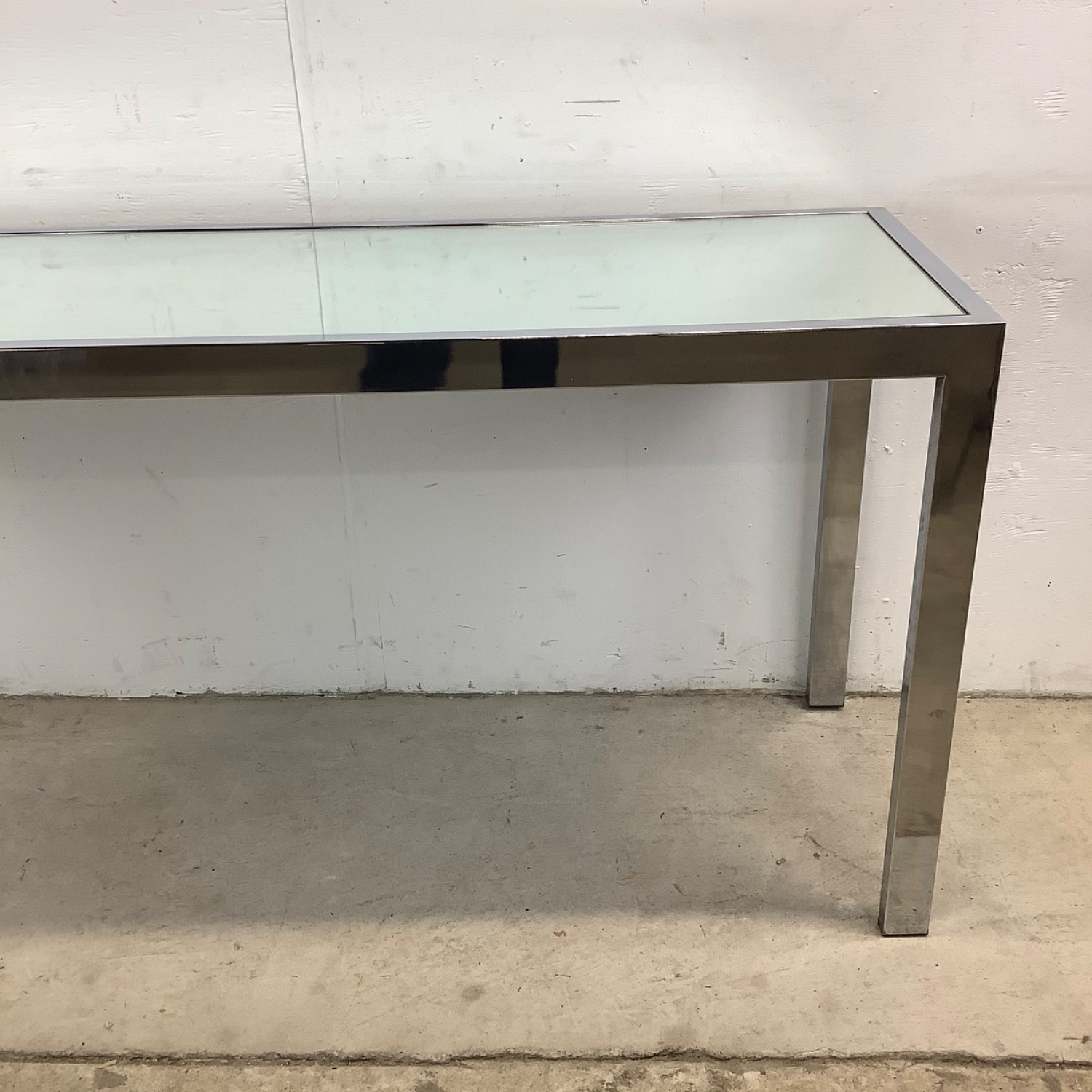 Vintage Modern Chrome and Glass Console Table - image-9