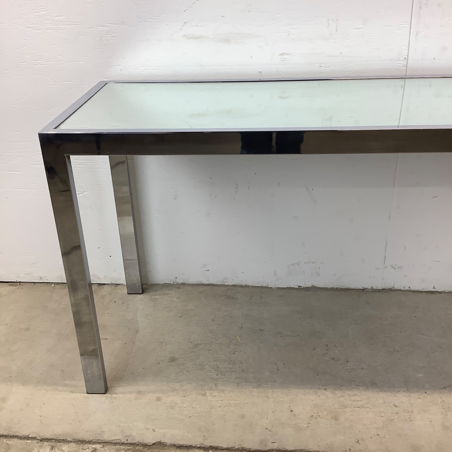 Vintage Modern Chrome and Glass Console Table - image-5