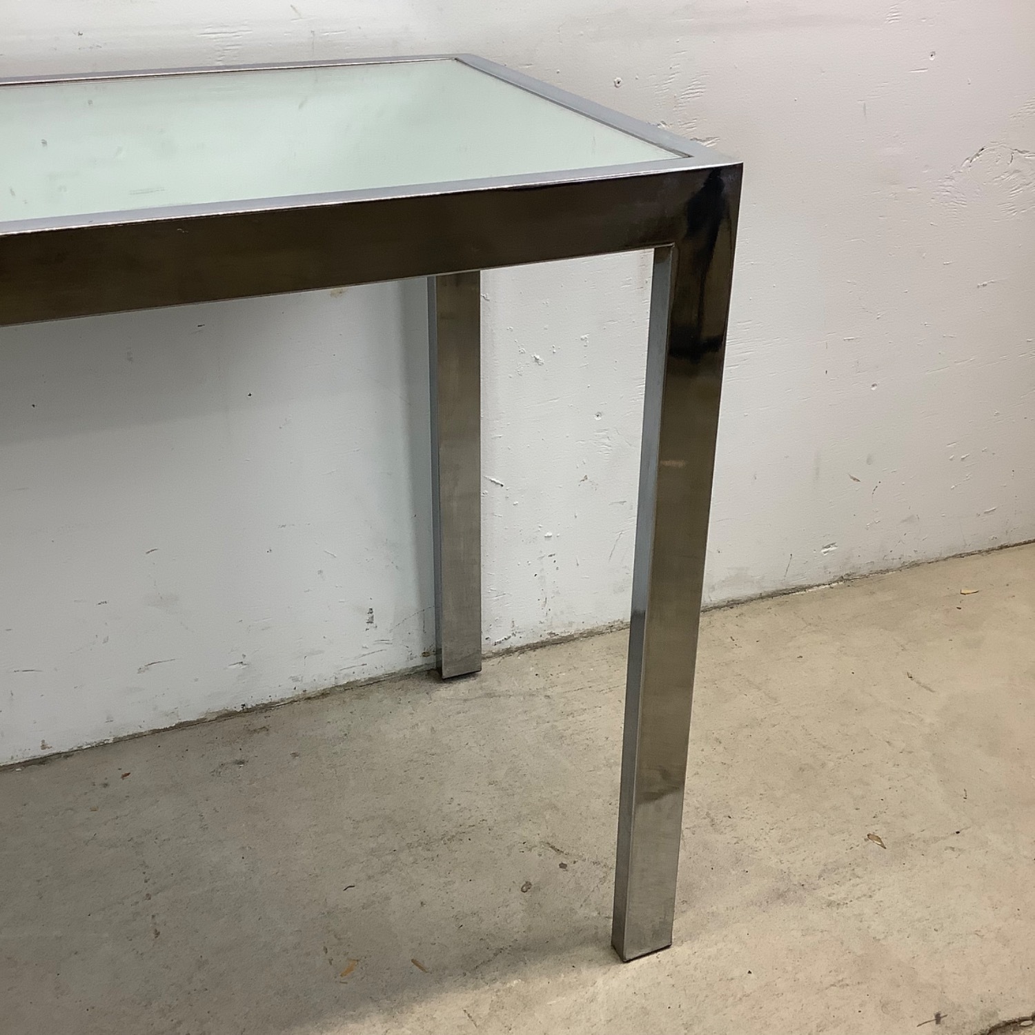 Vintage Modern Chrome and Glass Console Table - image-14