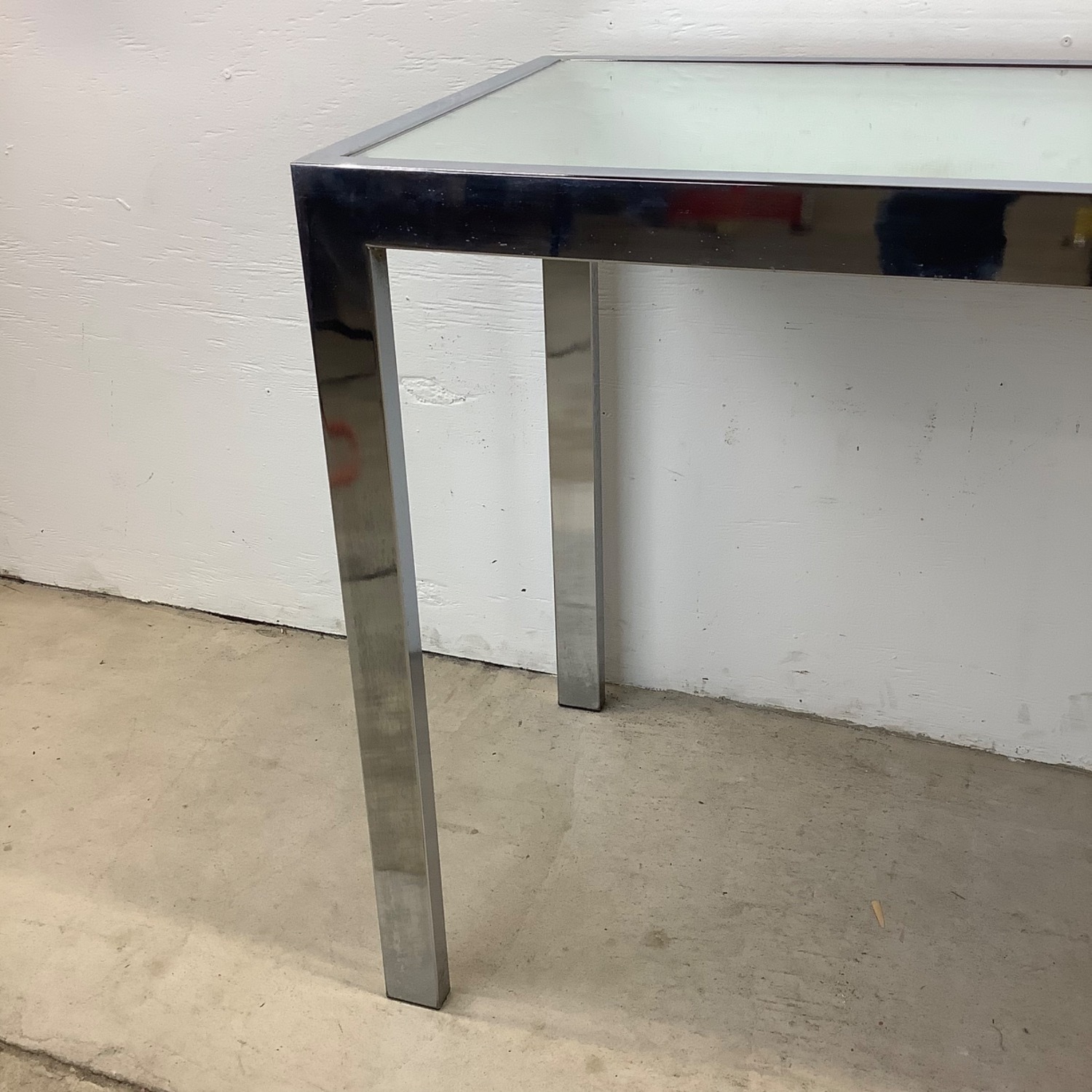 Vintage Modern Chrome and Glass Console Table - image-15
