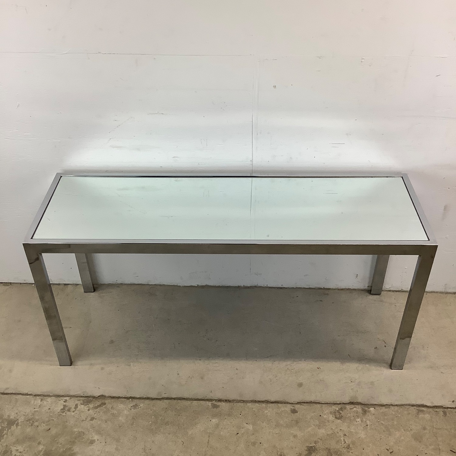 Vintage Modern Chrome and Glass Console Table - image-1