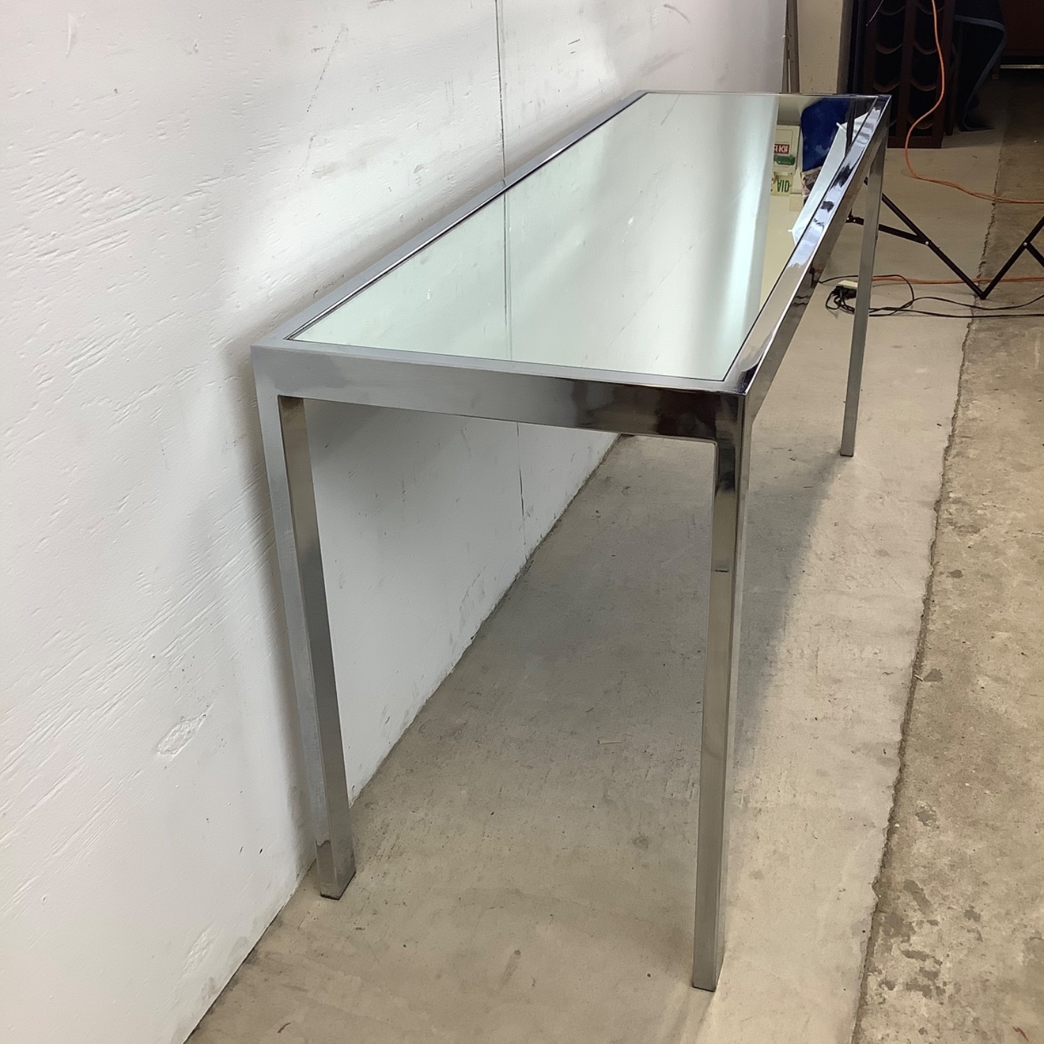 Vintage Modern Chrome and Glass Console Table - image-10