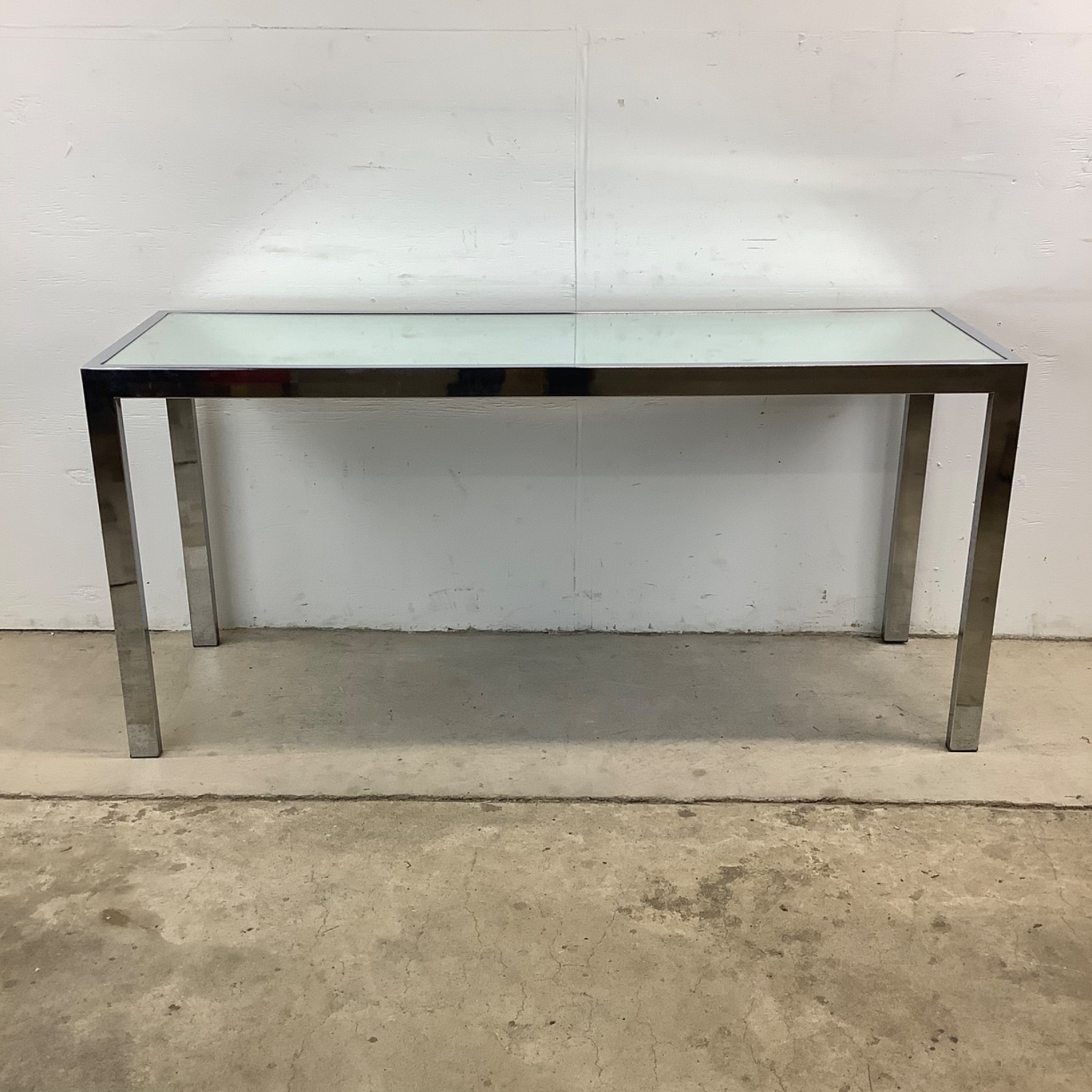Vintage Modern Chrome and Glass Console Table - image-7