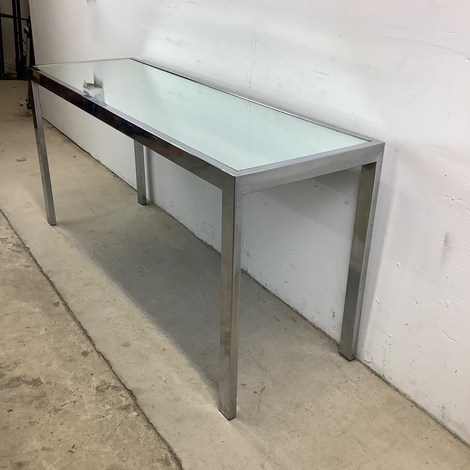 Vintage Modern Chrome and Glass Console Table - image-11
