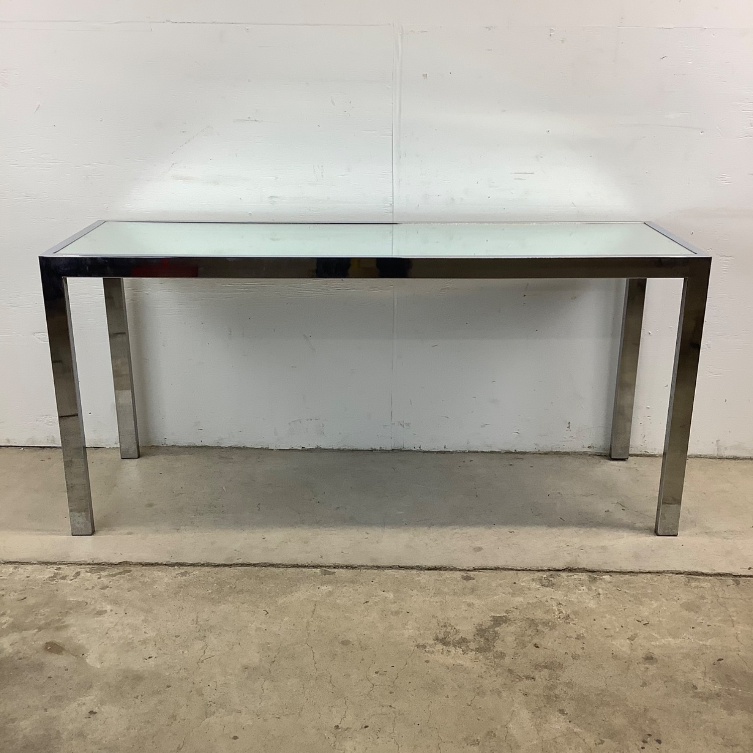 Vintage Modern Chrome and Glass Console Table - image-19